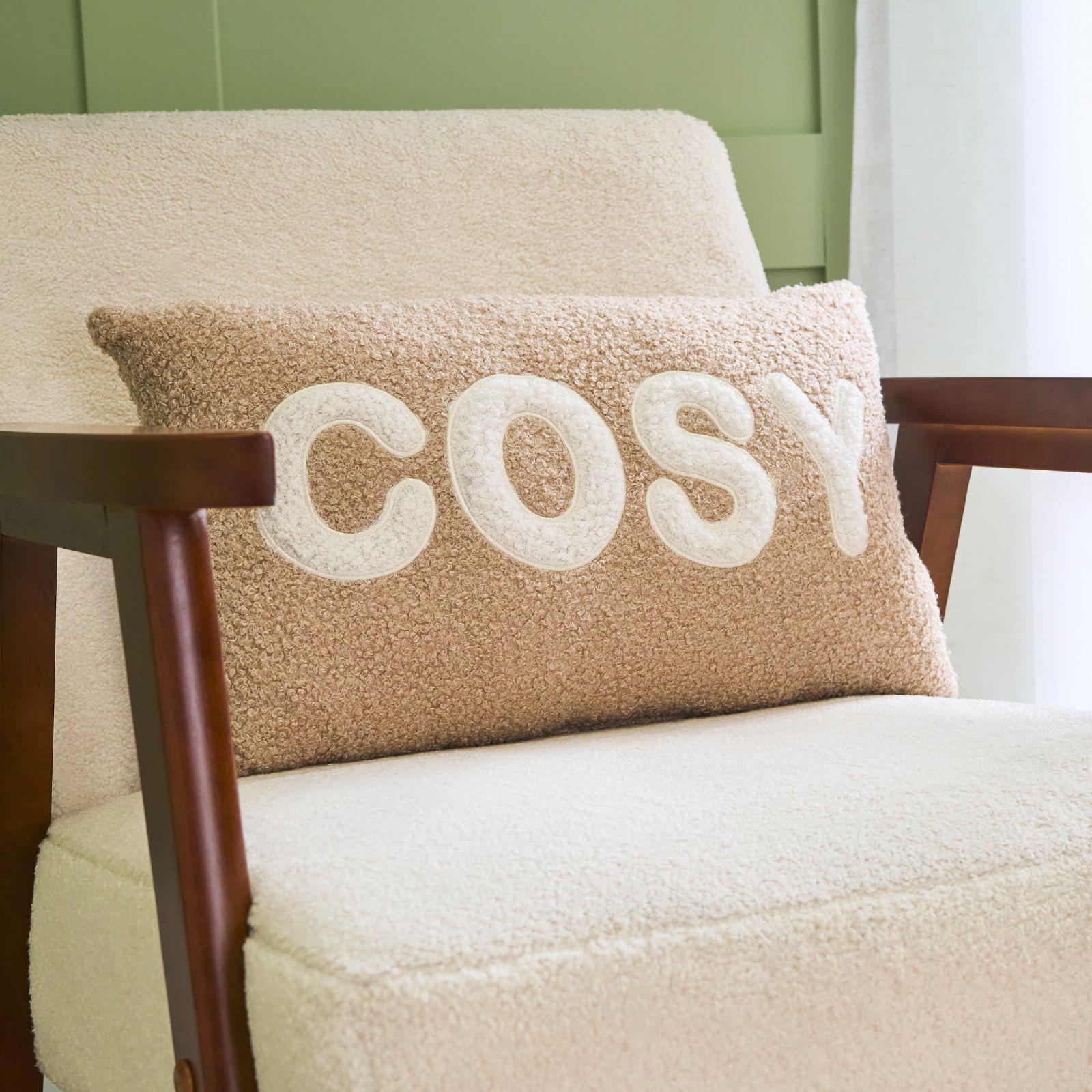 OHS Slogan Scatter Pillow Soft Boucle Sofa Bed Decor Filled Cushion Back Support