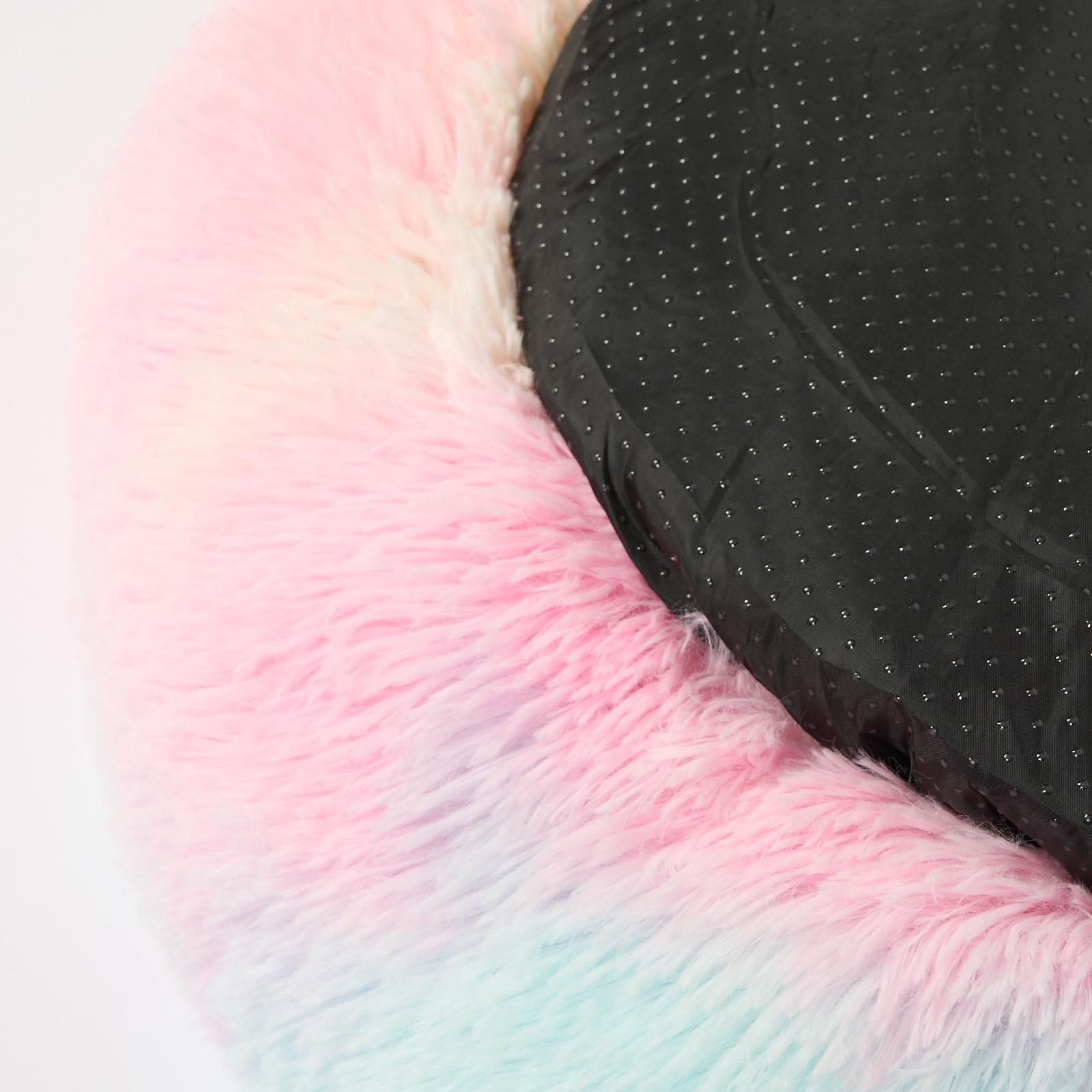 OHS Pet Bed Calming Fluffy Plush Fleece Dog Anti Anxiety Round Donut Washable