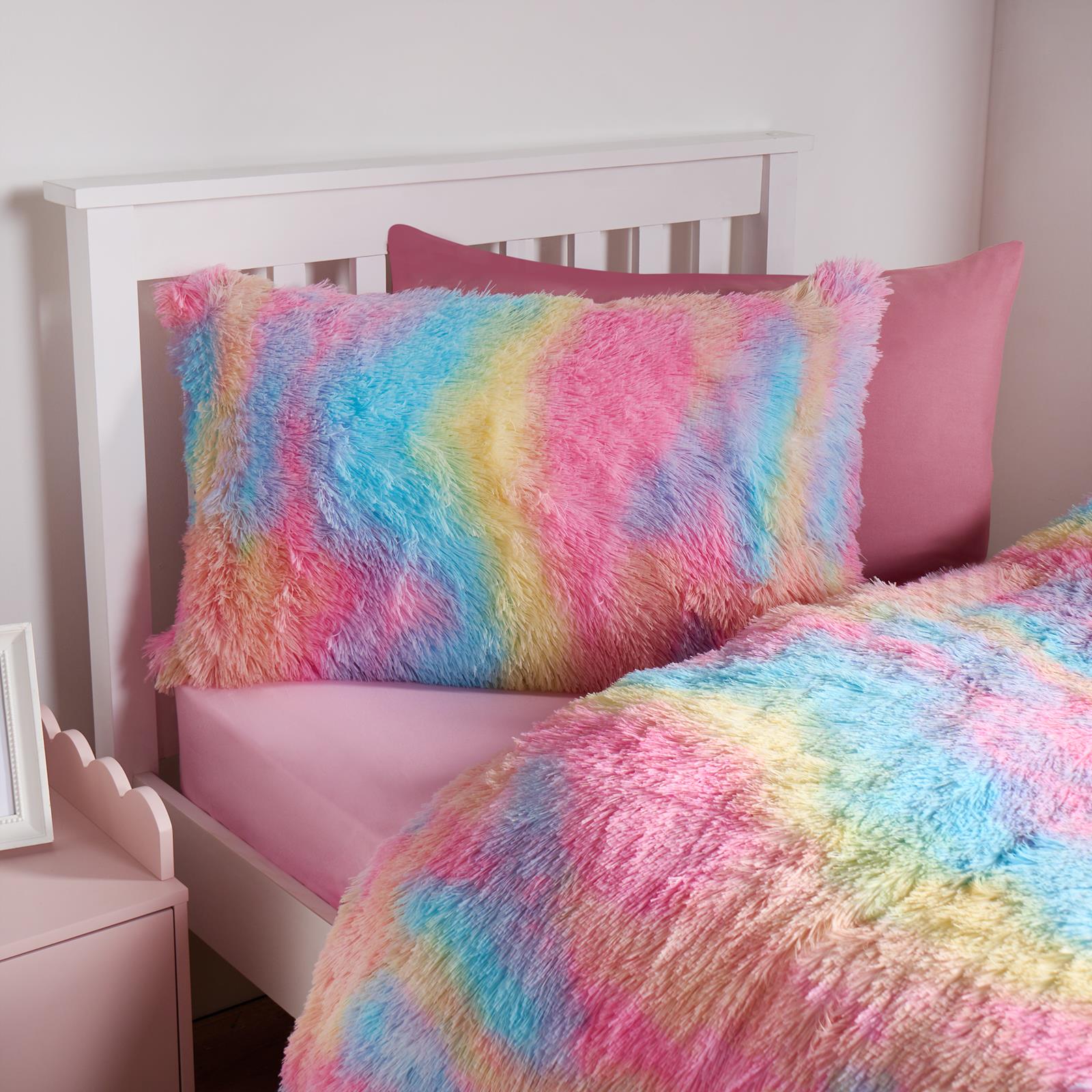 Tie Dye Duvet Cover Quilt Pillowcase Fluffy Fleece Warm Plush Soft Bedding Set