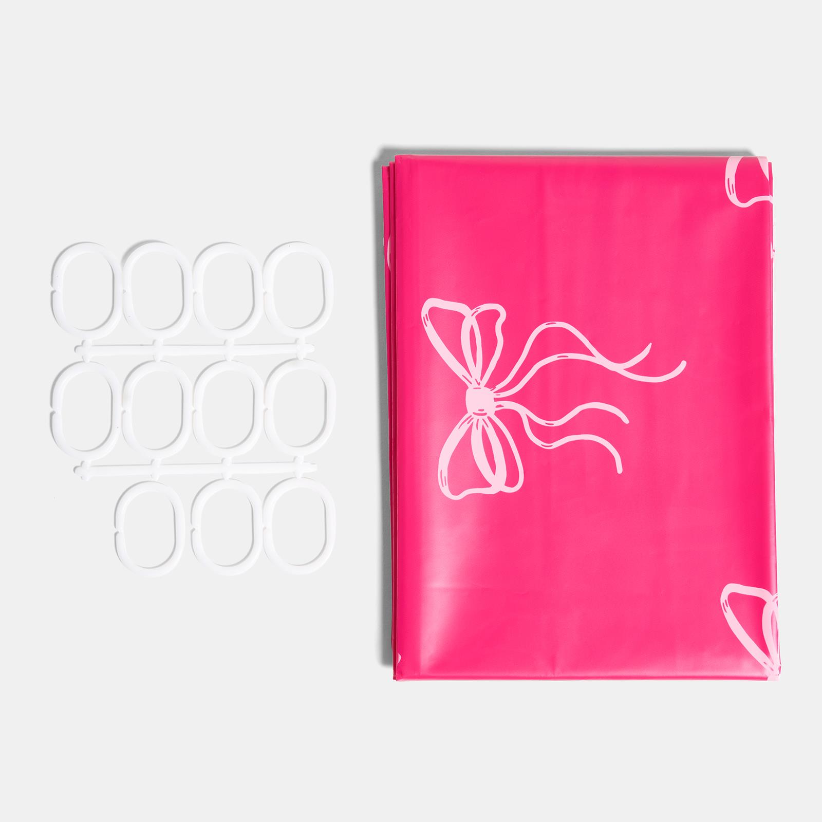 OHS Bows Shower Curtain with 12 Hooks Mould Proof Bathtub Curtains