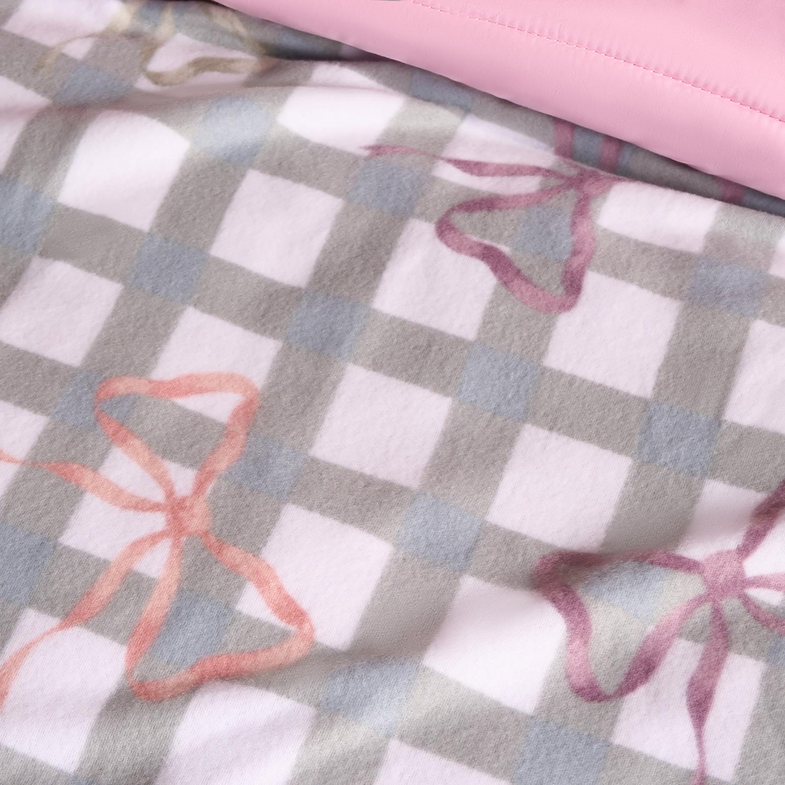 OHS Bow Gingham Throw Soft Blanket Polar Fleece Lightweight Bedspread