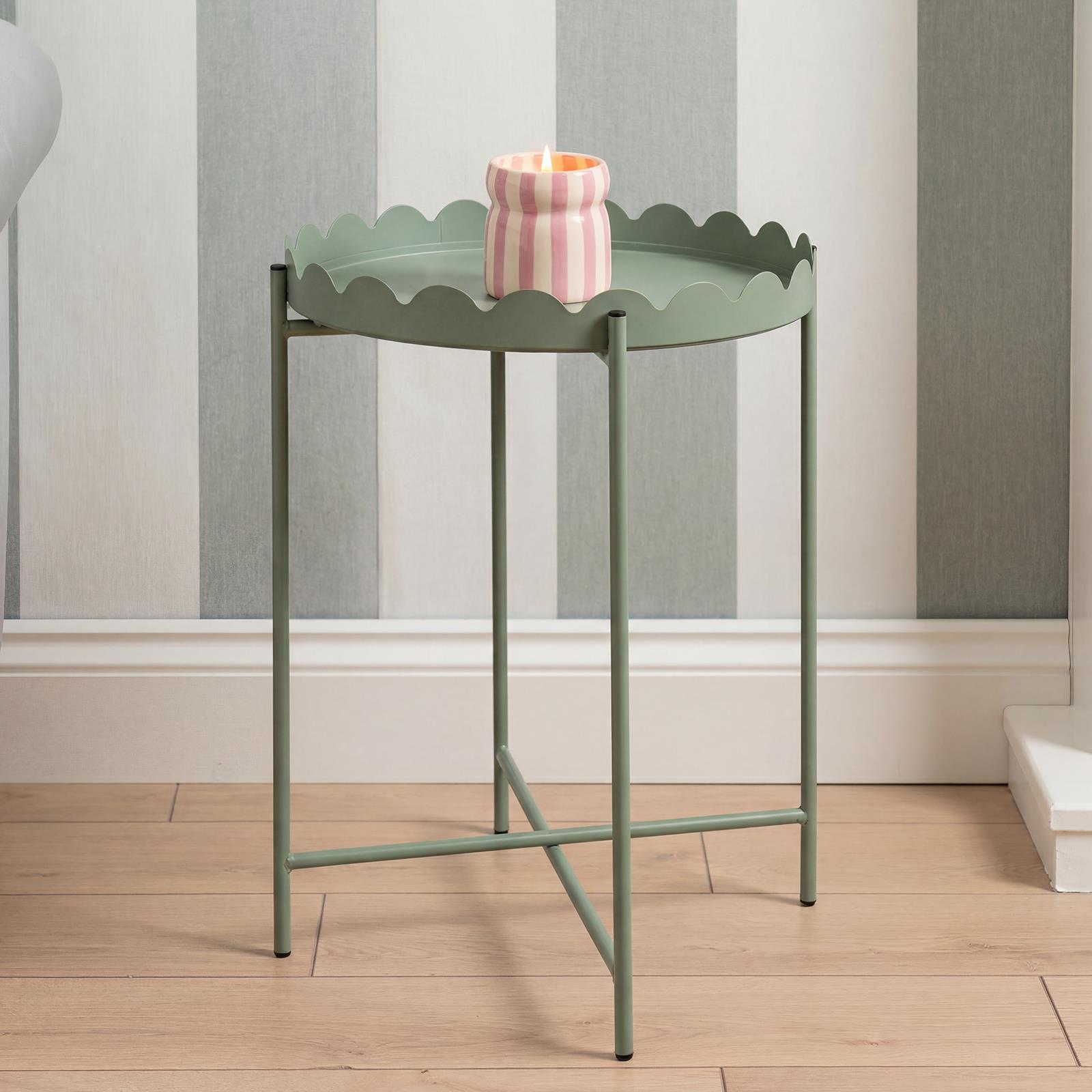 OHS Scallop Edge Side Table Coffee Tables with Metal Frame
