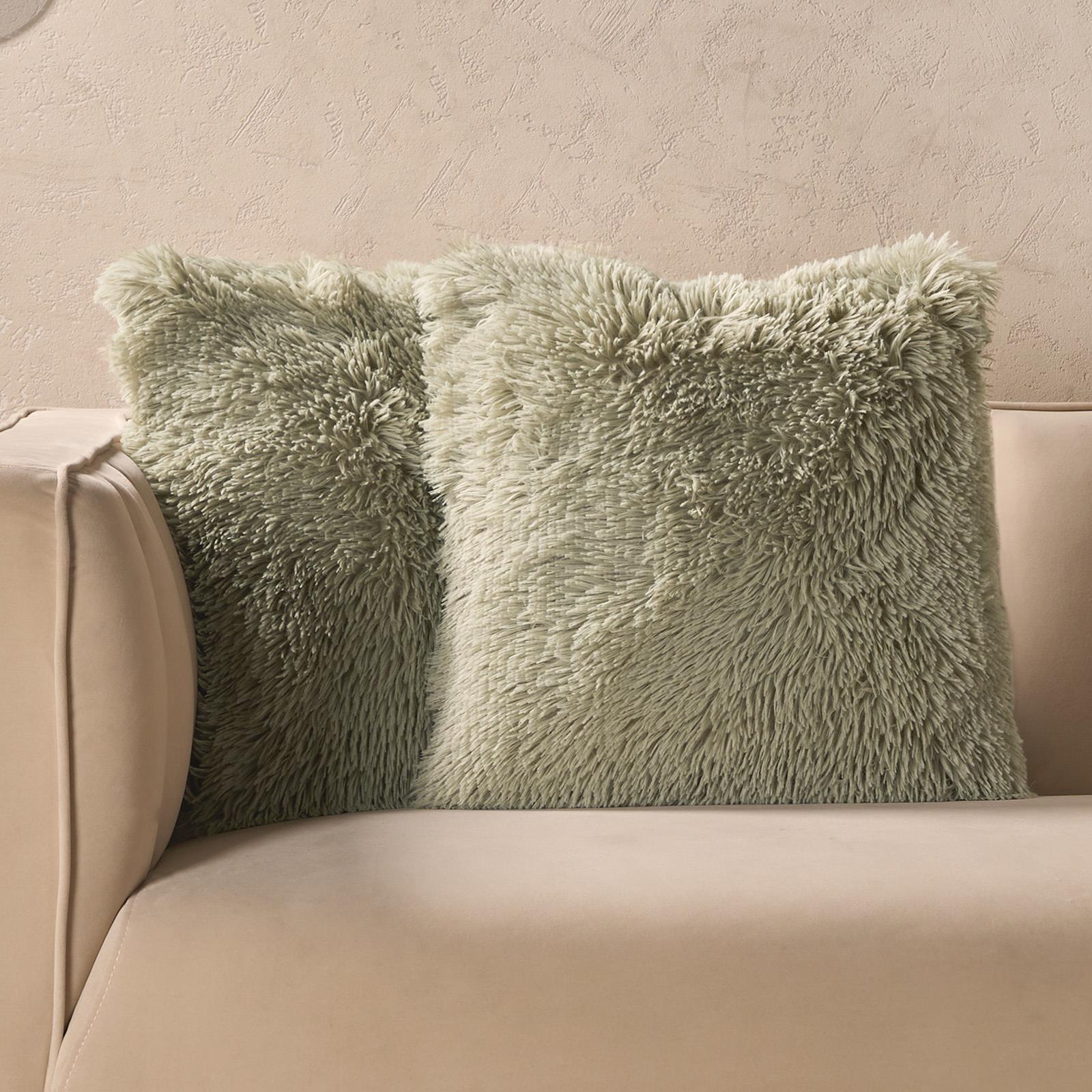 OHS Fluffy Cushion Covers 2 Pack Soft Fleece Square Pillowcases Home Decor