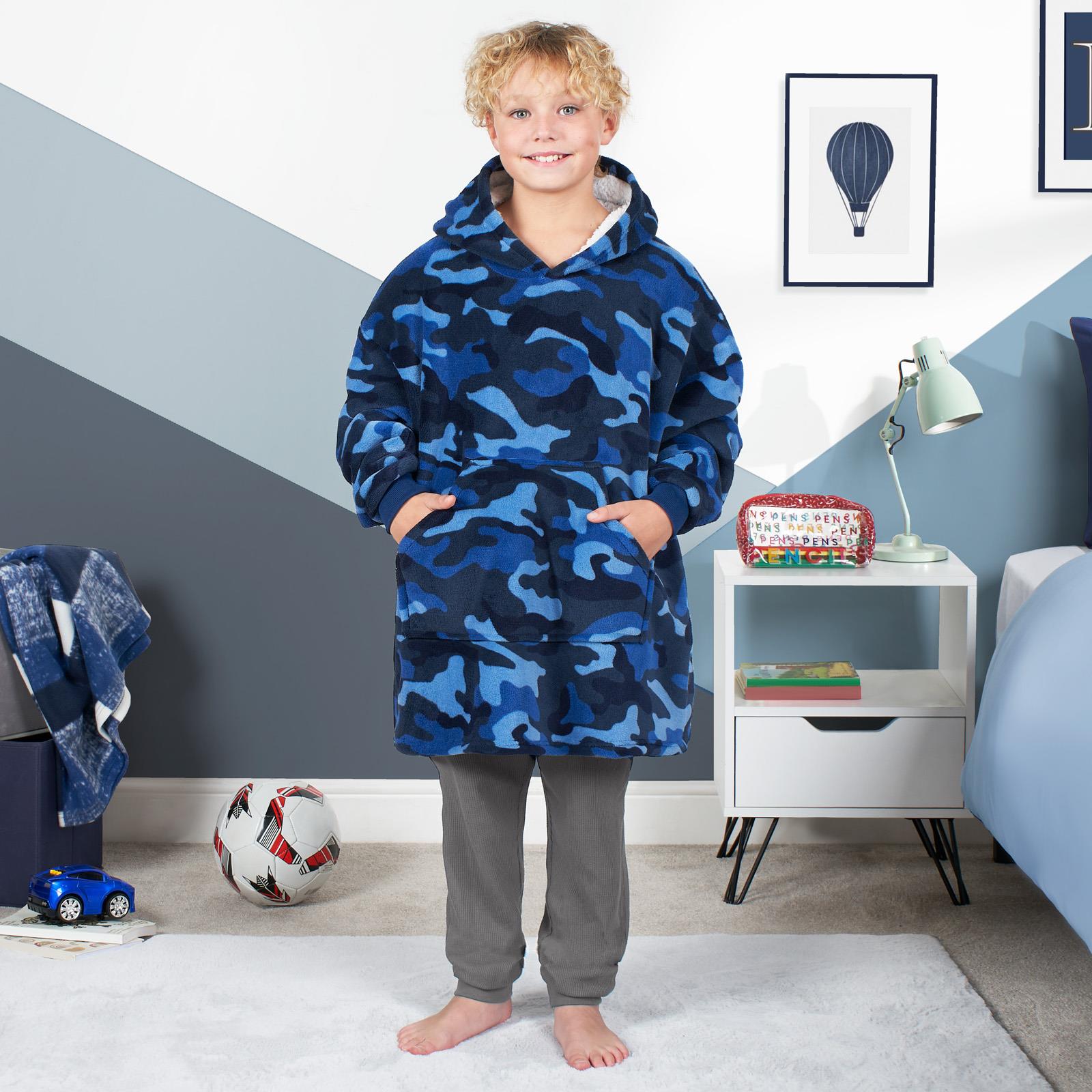 Kids Hoodie Blanket Oversized Sherpa Fleece Jumper Sweatshirt Soft Warm Throw - Picture 9 of 169