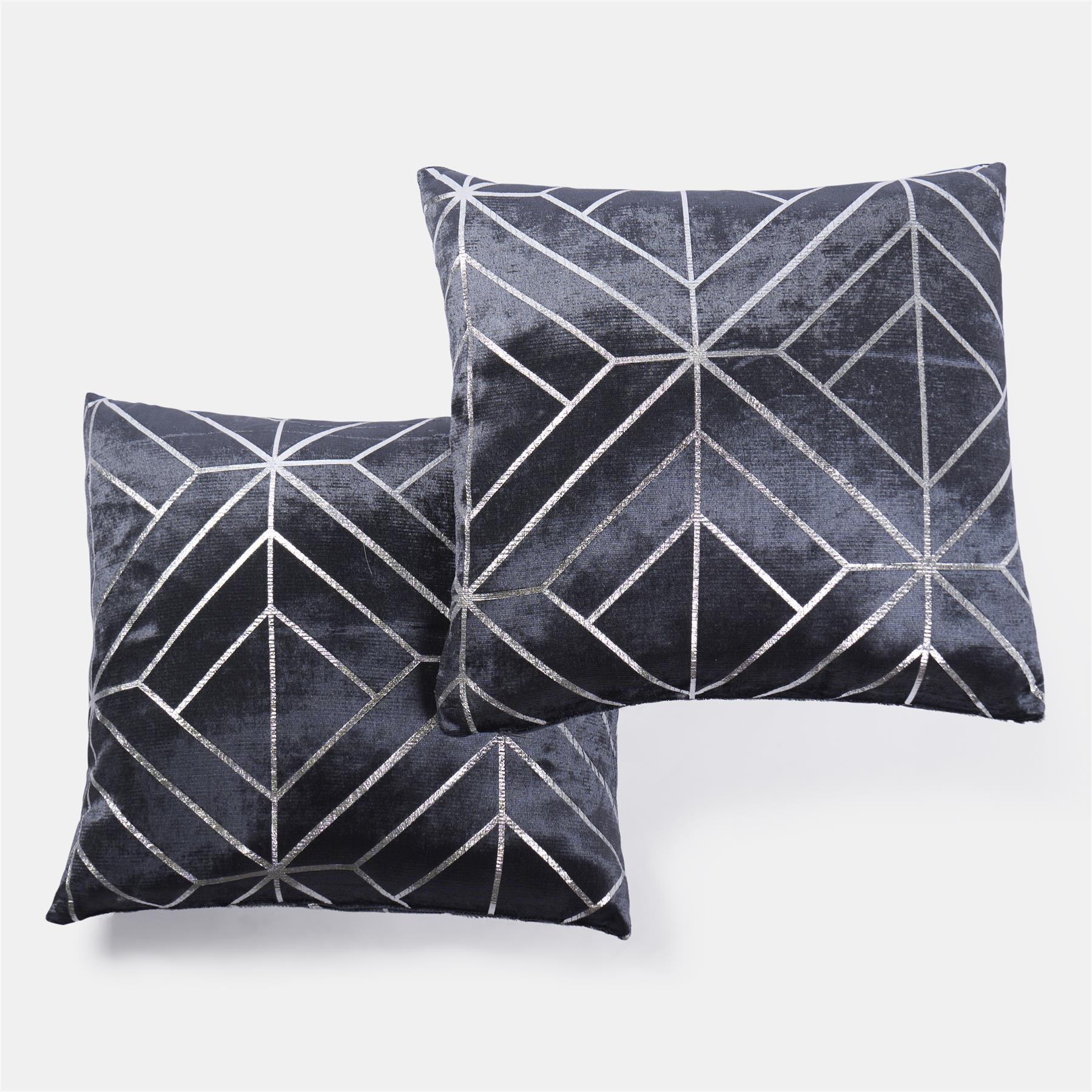 Velvet Cushion Covers Metallic Luxury Geometric Set of 2 or 4 Sofa Chair Inserts