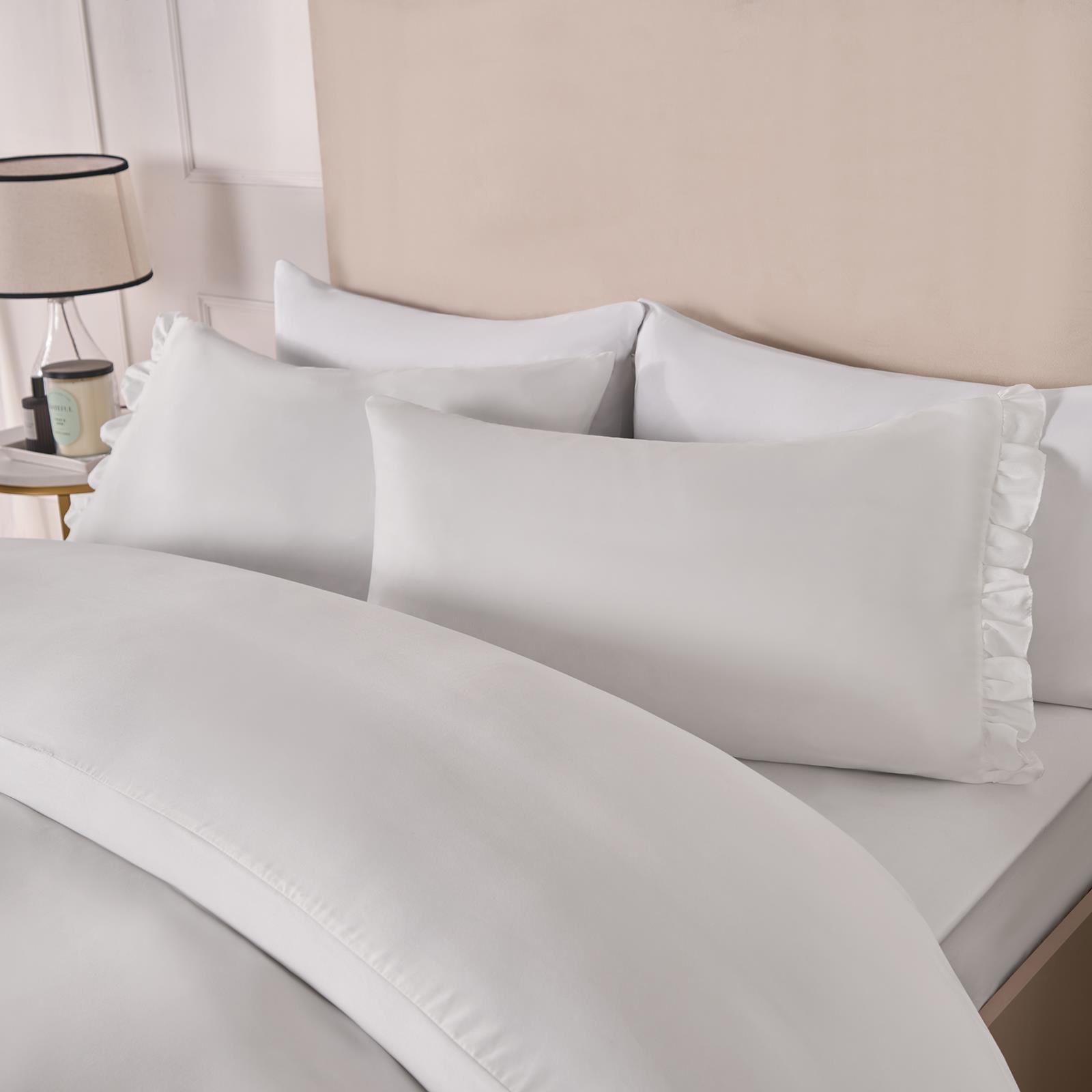 OHS Frill Edge Bedding Set Microfibre Decor Duvet Cover with Pillowcase