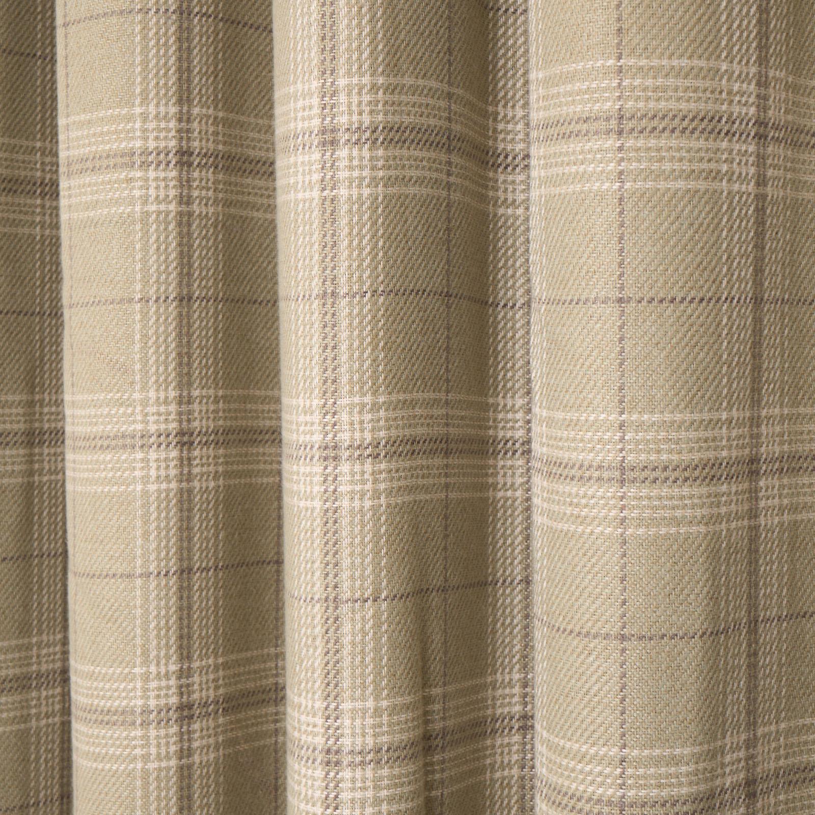 OHS Check Eyelet Curtains Pair Thermal Ring Top Textured Woven Ready Made