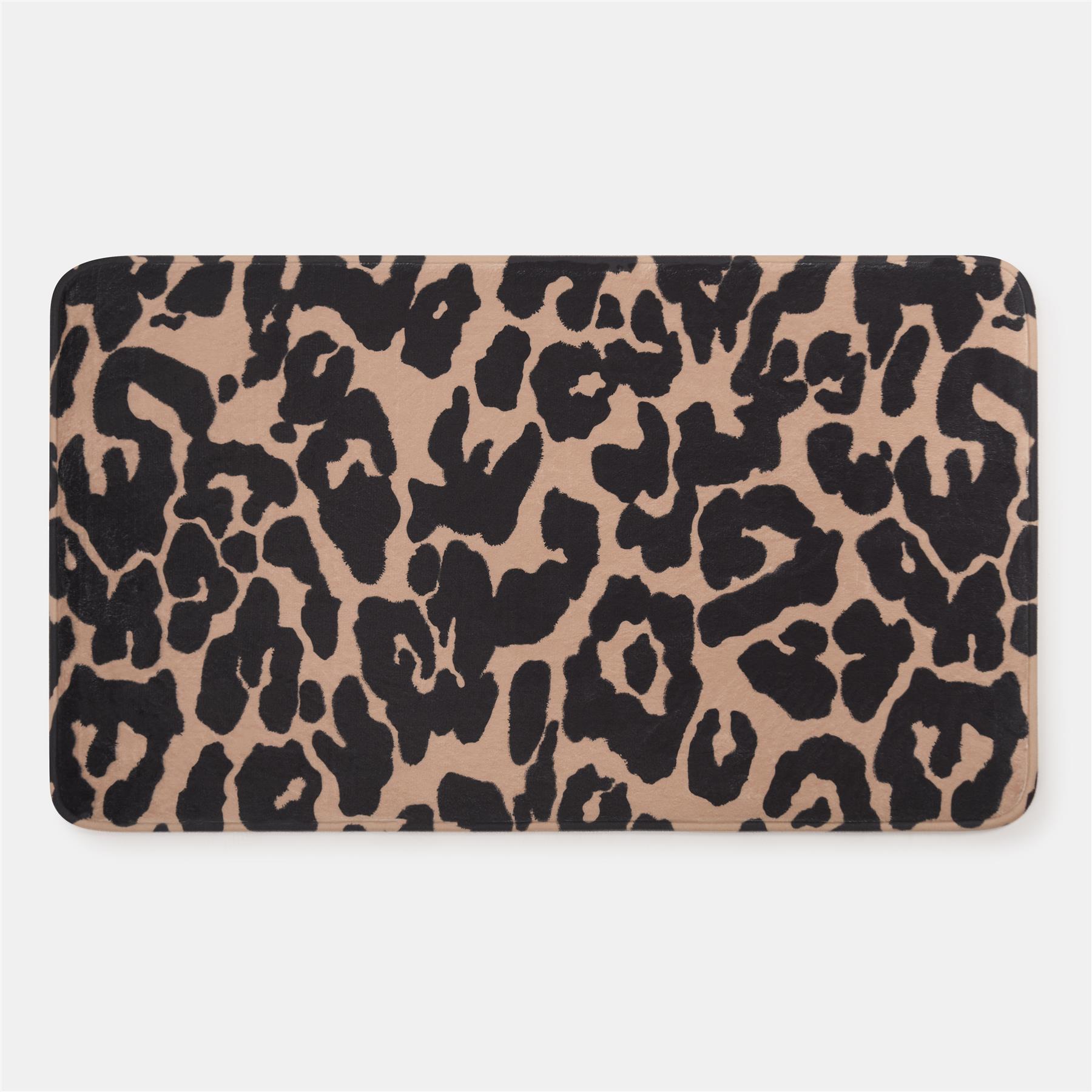 Leopard Bath Mat Cushioned Non Slip Shower Bathroom Mat Rug Soft Absorbent