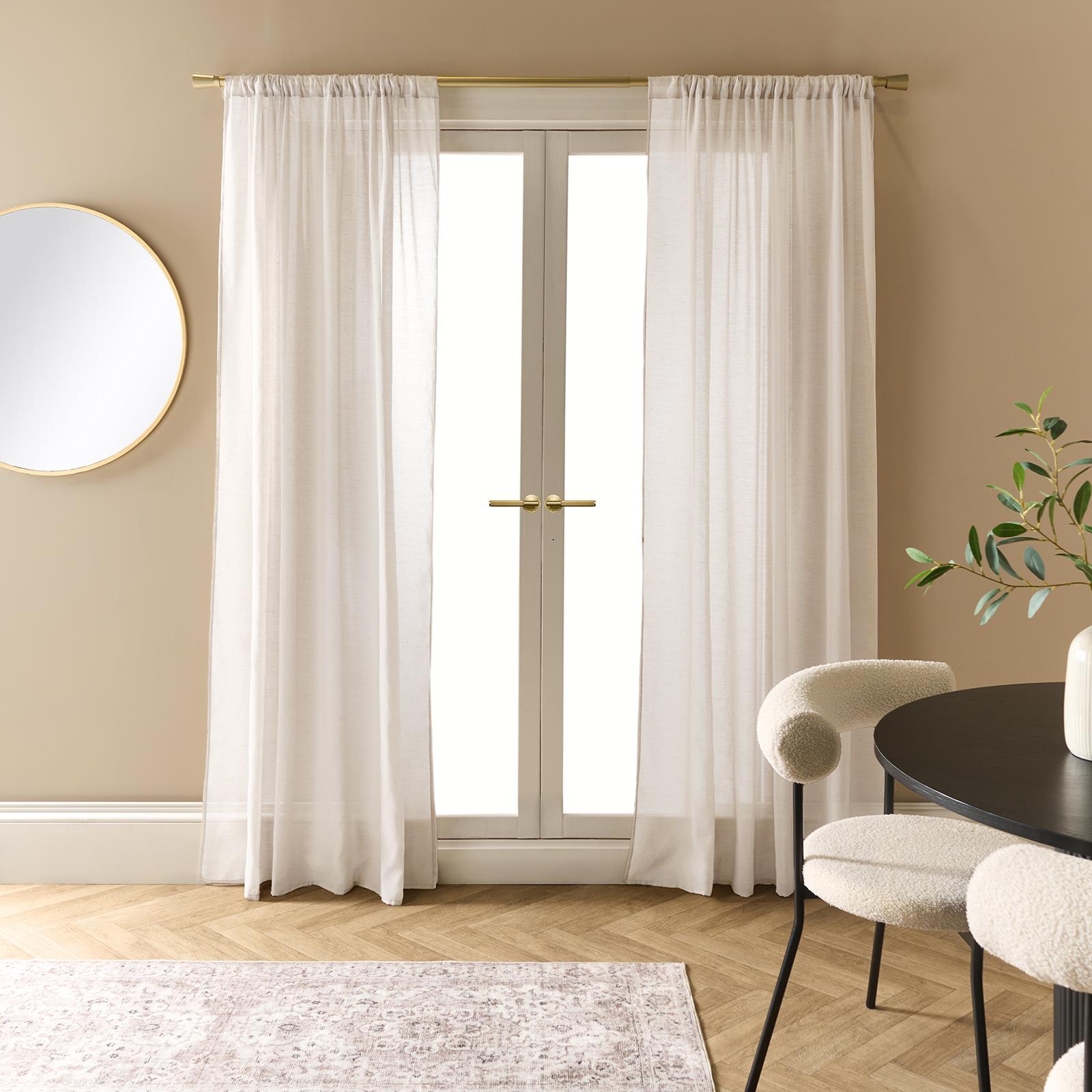 OHS Linen Look Voile Net Curtains 2 Panels Rod Slot Top Pair Home Set 55x87