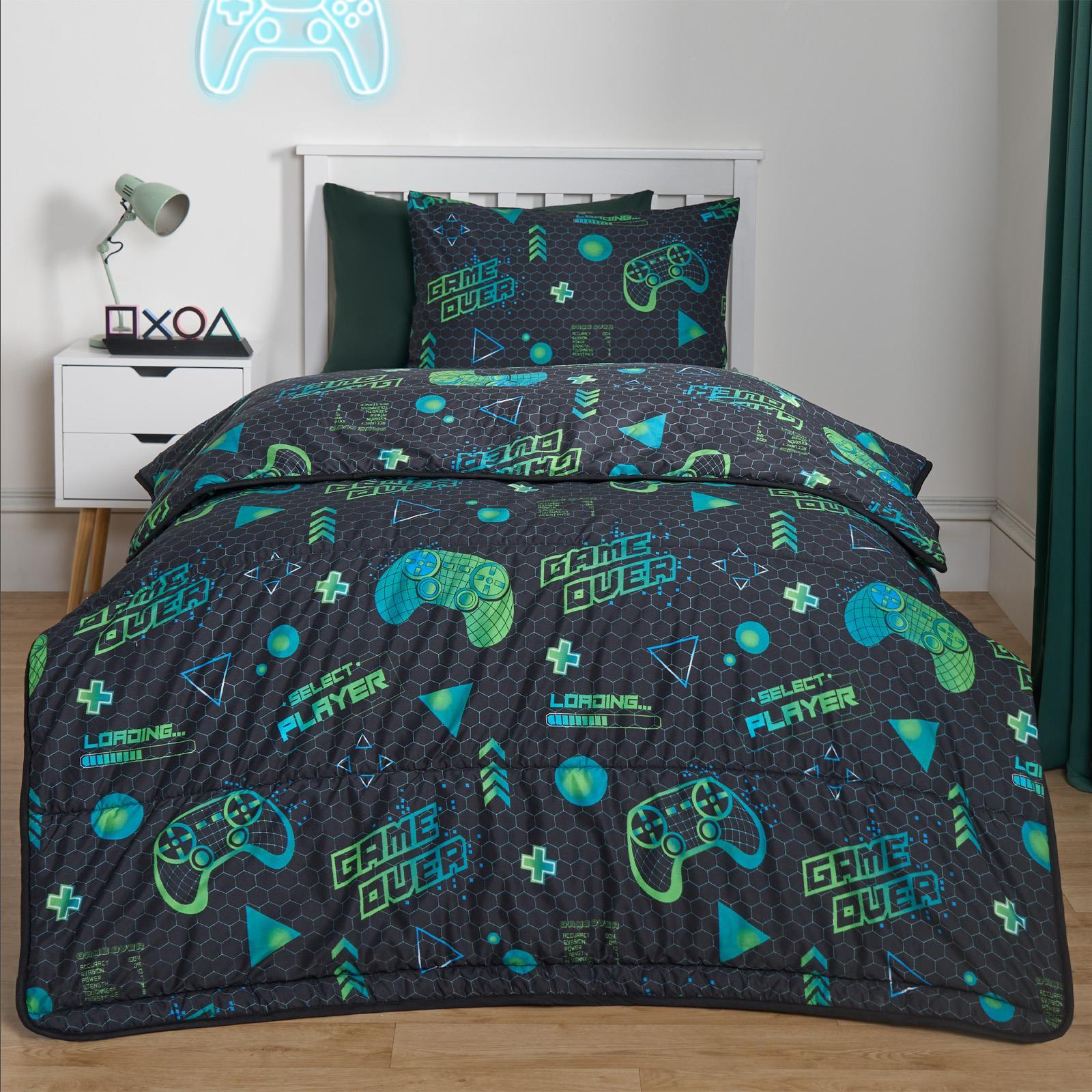 OHS Coverless 10.5 Tog Kids Gaming Duvet Pillowcase Quilt Bedding Set