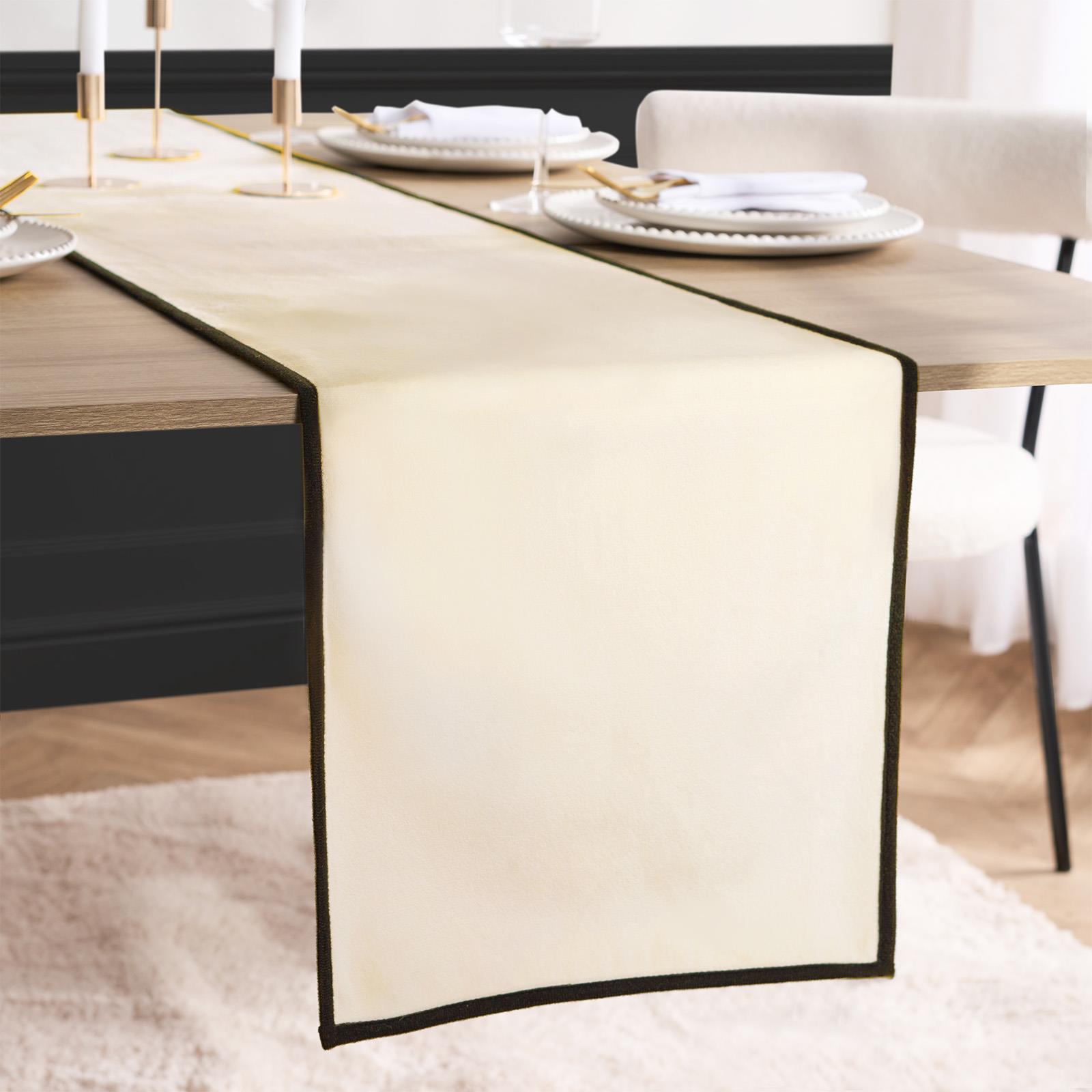 OHS Piped Trim Table Mats Runner Set Matte Velvet Placemats Home Decor