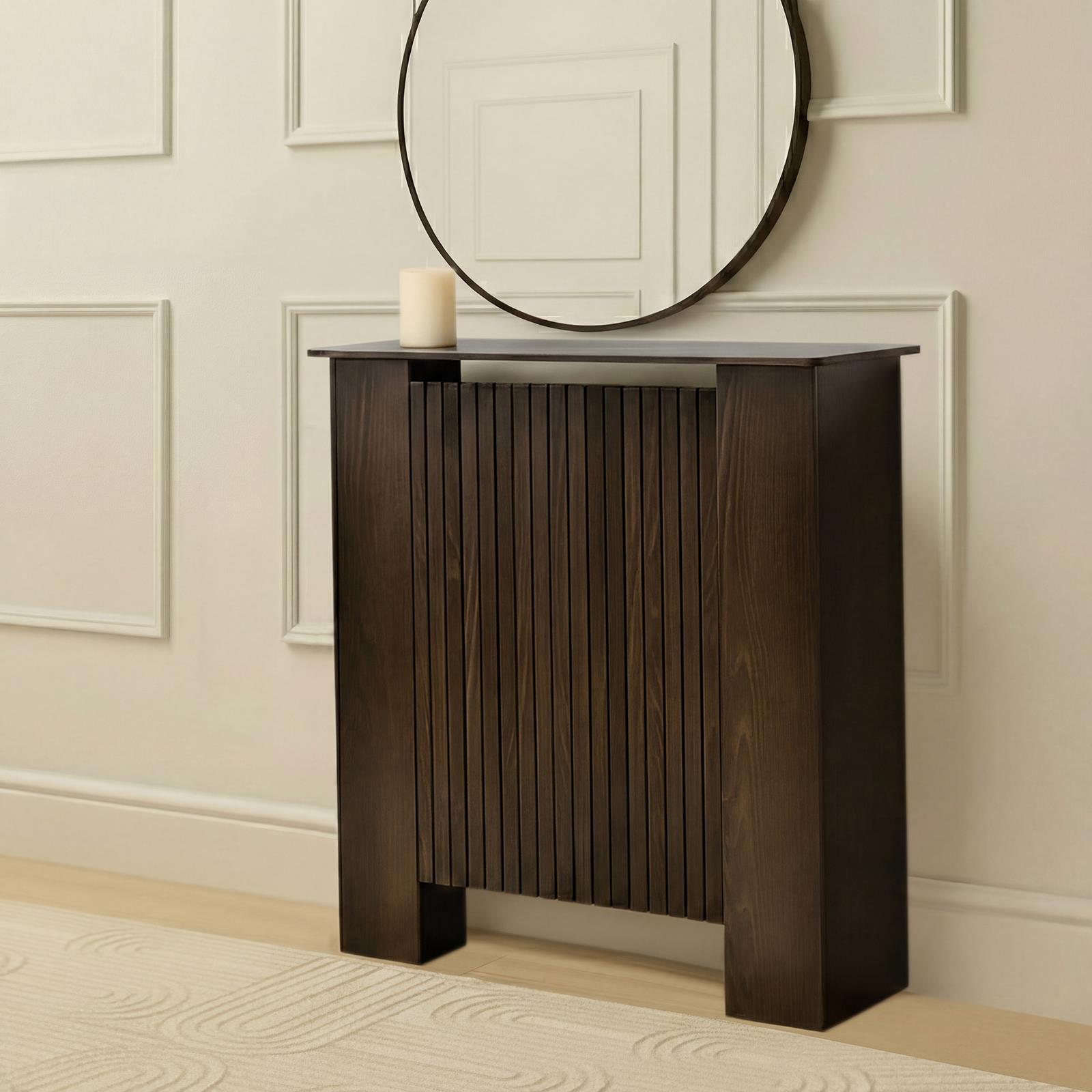 OHS Ribbed Radiator Cover Slatted Engineered Wood Side Board S M L Cabinet Shelf