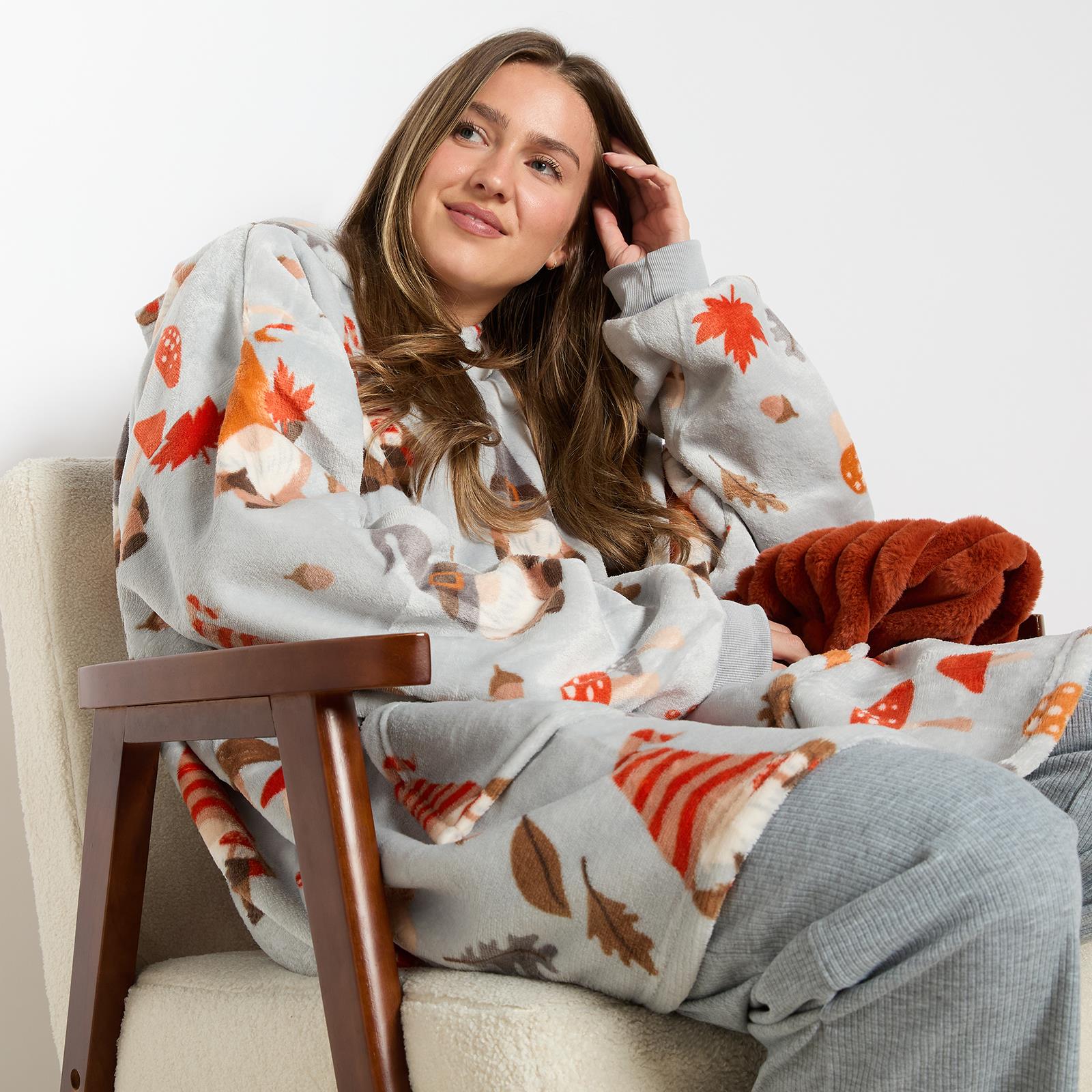 Gonk Hoodie Blanket Sherpa Fleece Oversized Sweatshirt Jumper Autumn Soft Plush