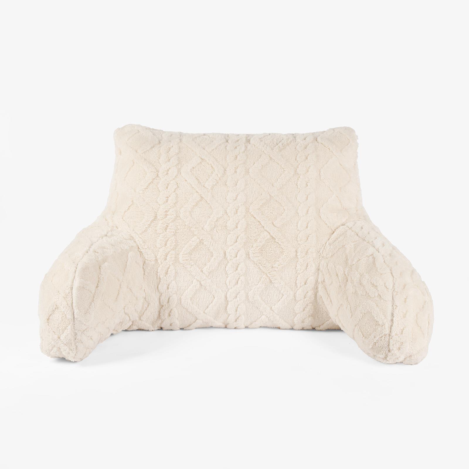OHS Cable Knit Bolster Cuddle Cushion Fleece Back Support Filled Reading Pillow
