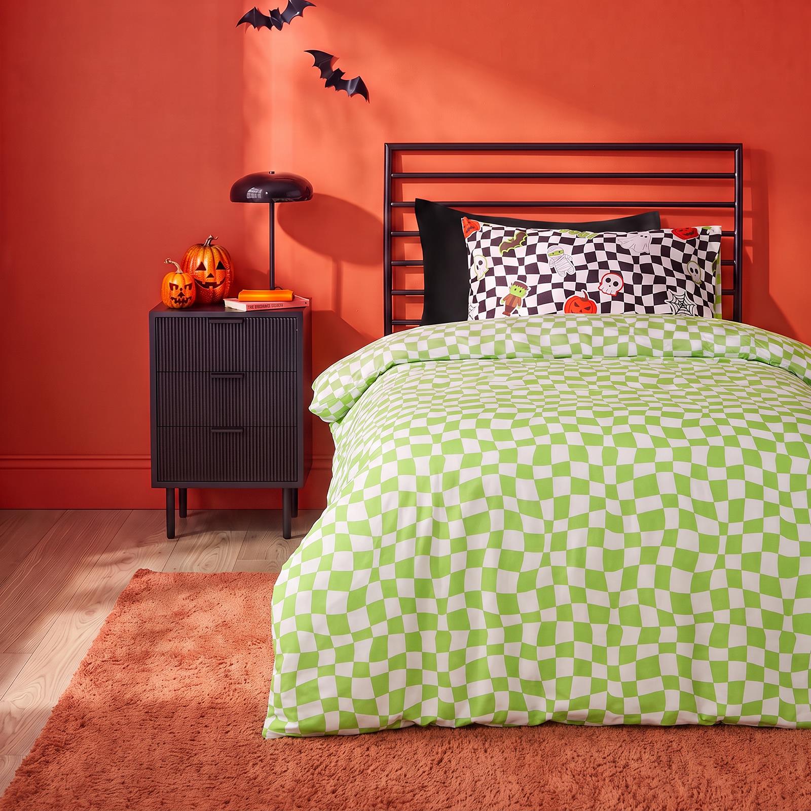 OHS Halloween Duvet Cover Pillowcase Bedding Set Kids Childrens Pumpkin Quilt