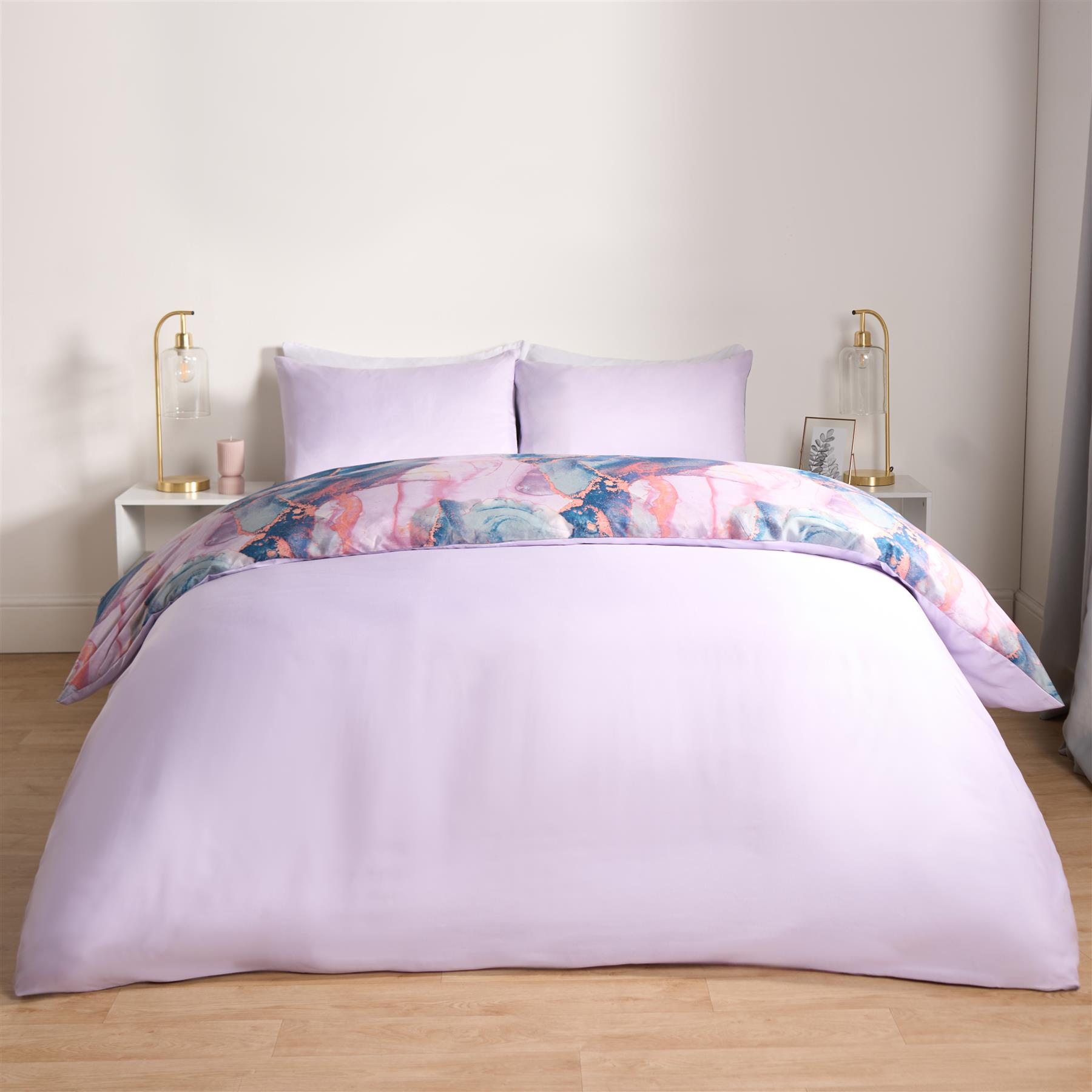 OHS Marble Bedding Set Reversible Duvet Cover with Pillowcase Single Double King