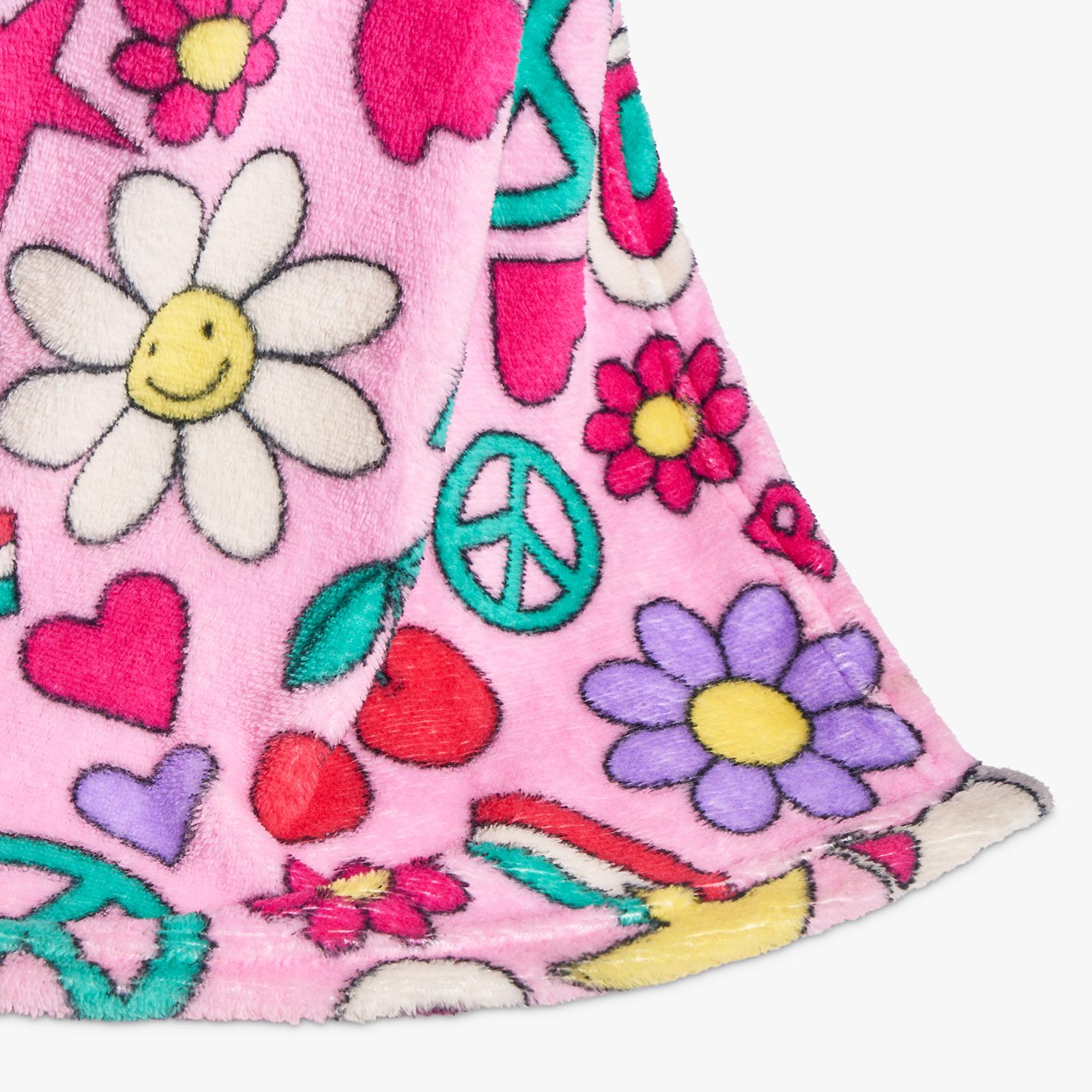 OHS Kids TV Blanket Positive Vibes Print Coral Fleece Winter Soft Wearable Throw