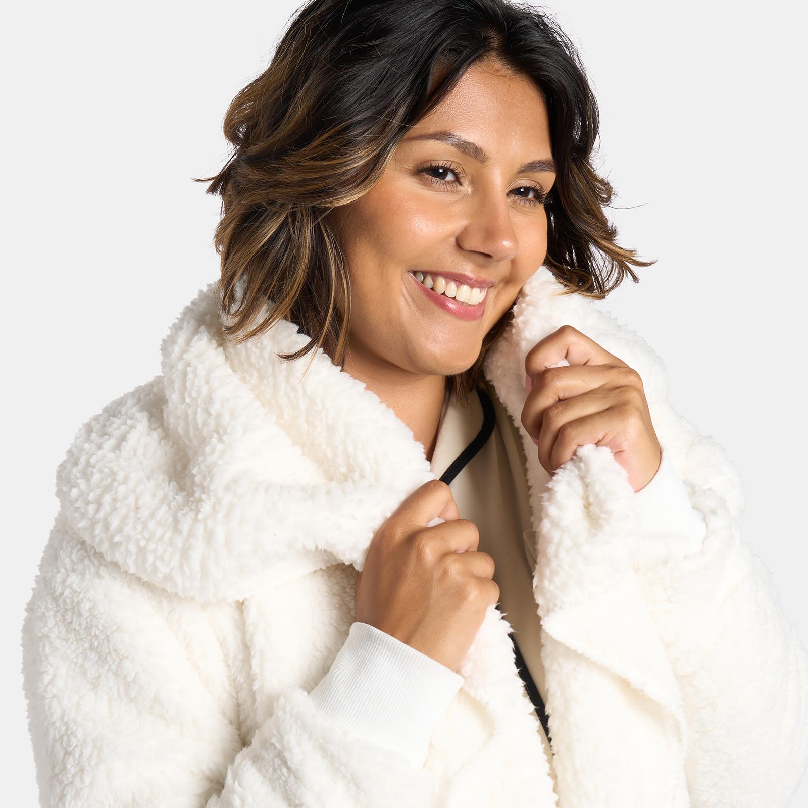OHS Waterfall Long Cardigan Warm Teddy Fleece Open Front Wrap Loungewear Outwear