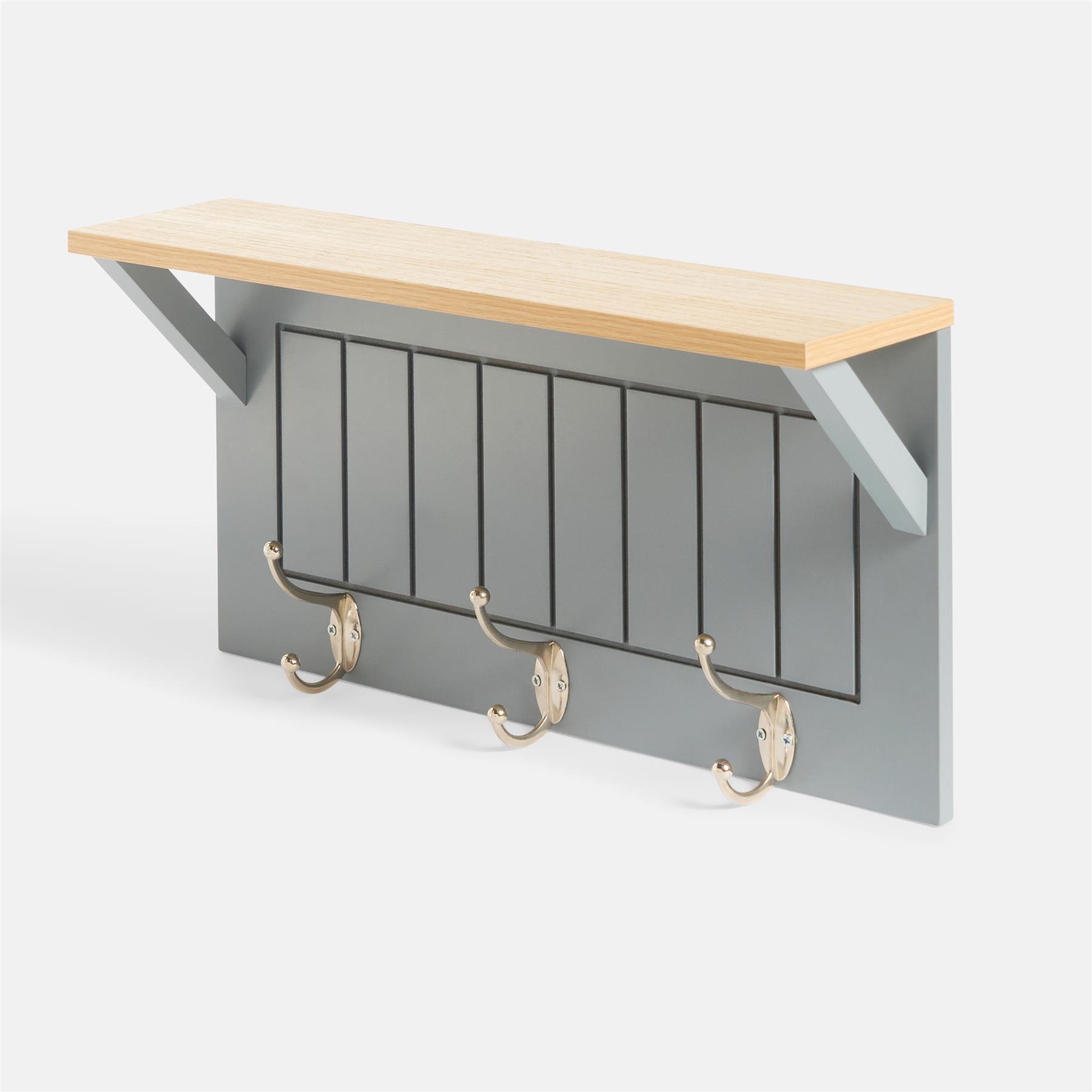 OHS Coat Rack Wall Mounted Shelf Engineered Wood Floating Display Unit