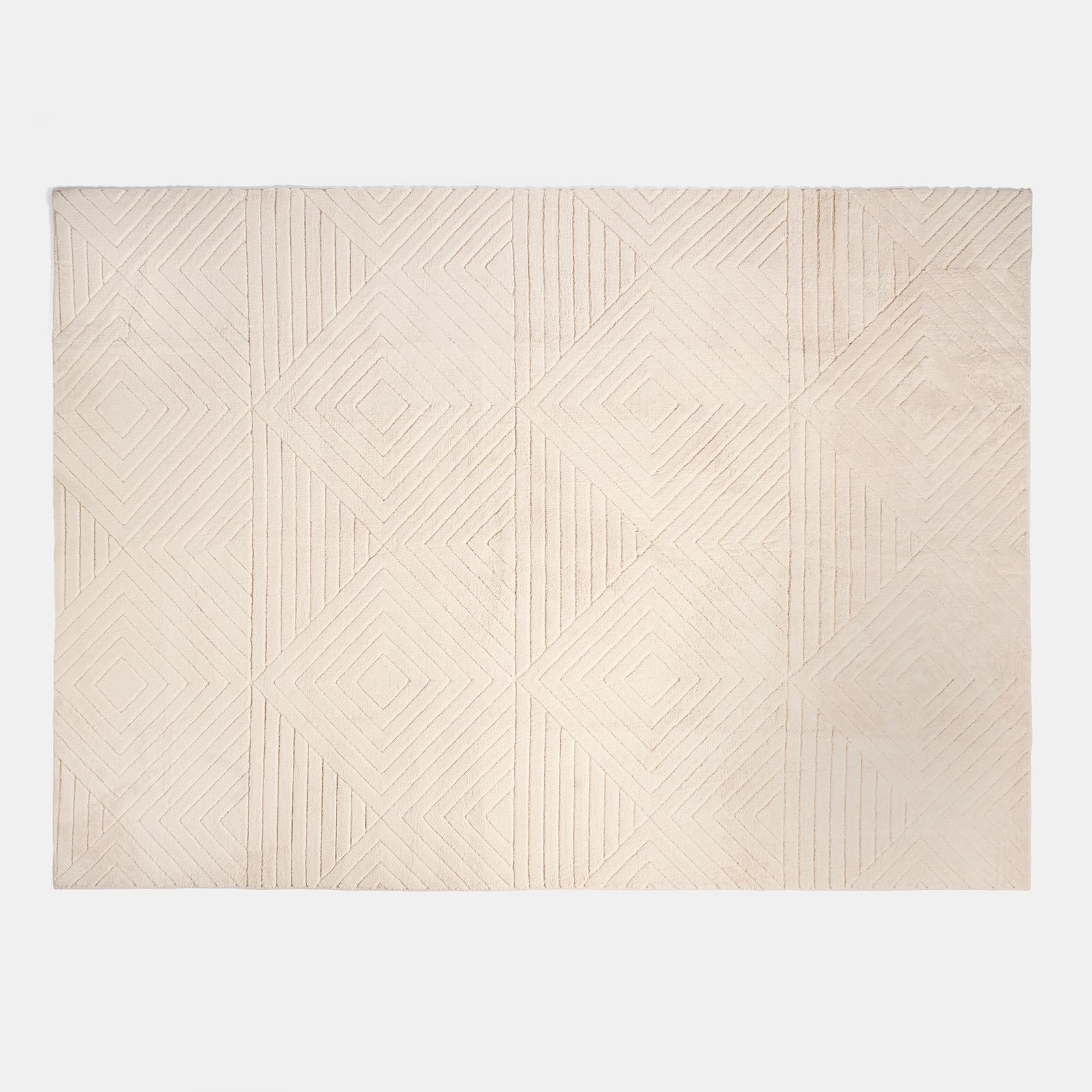 OHS Geo Fleece Rug Modern Non Slip  Tufted Floor Carpet Hallway Rug