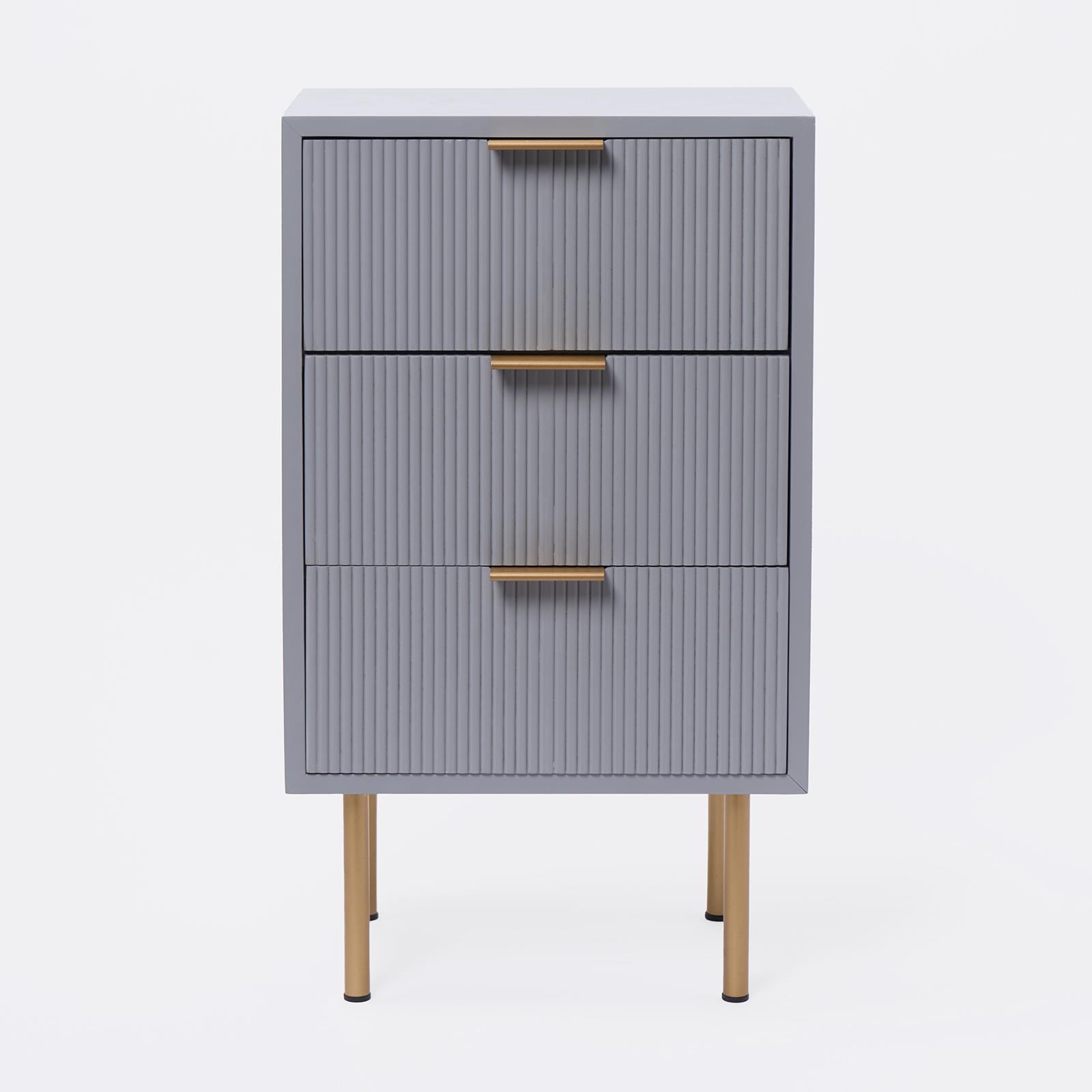 Ribbed Bedside Table Modern Bedroom 3/4 Draw Office Nightstand Living Room Unit - Picture 21 of 71