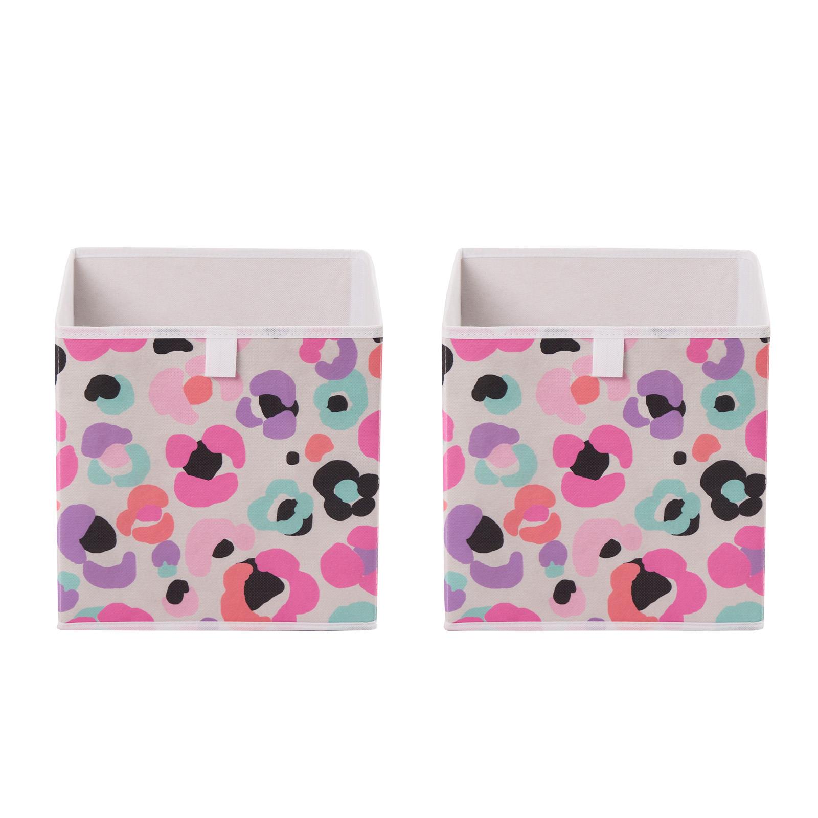OHS Storage Cube Boxes Animal Print 2/4 Pack Folding Shoe Organiser Tidy Set