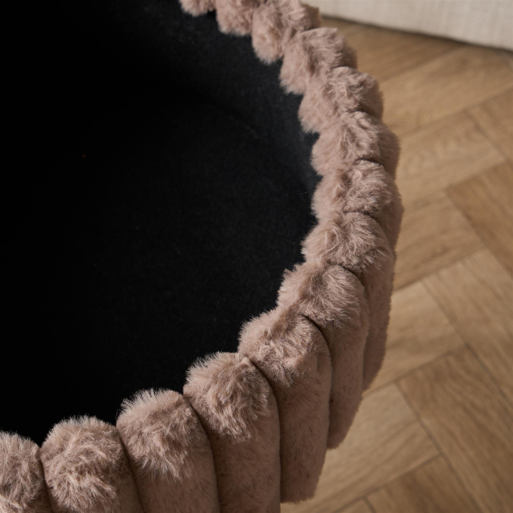 OHS Faux Fur Stool Hairpin Ribbed Fleece Round Vanity Seat Foot Rest Chair - Produktbild 3