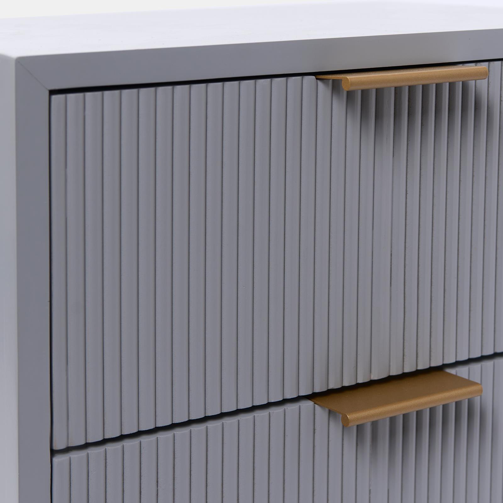 Ribbed Bedside Table Modern Bedroom 3/4 Draw Office Nightstand Living Room Unit - Picture 25 of 71