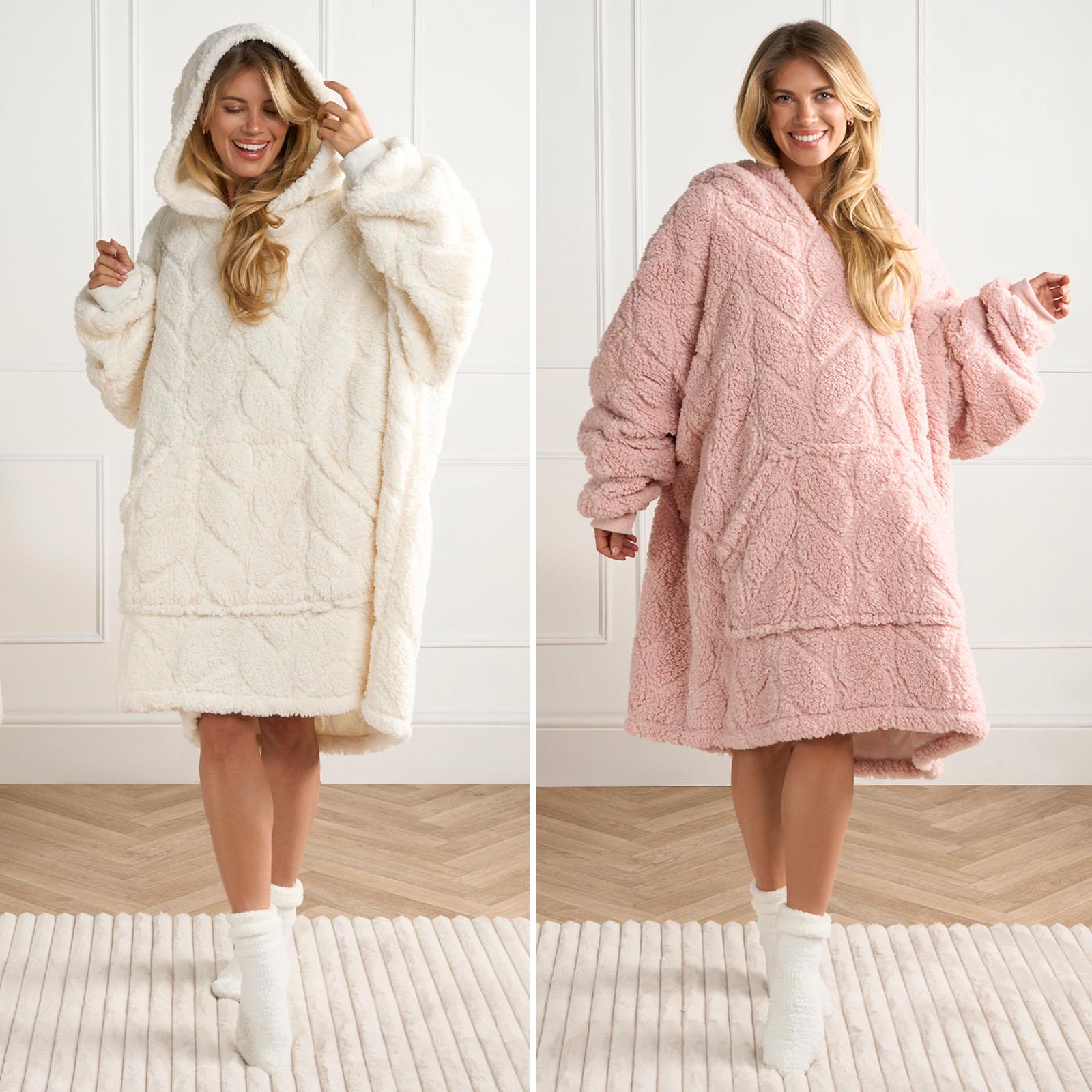 Oversized Hoodie Blanket Giant Fleece Supersoft Braided Jumper Wearable Throw