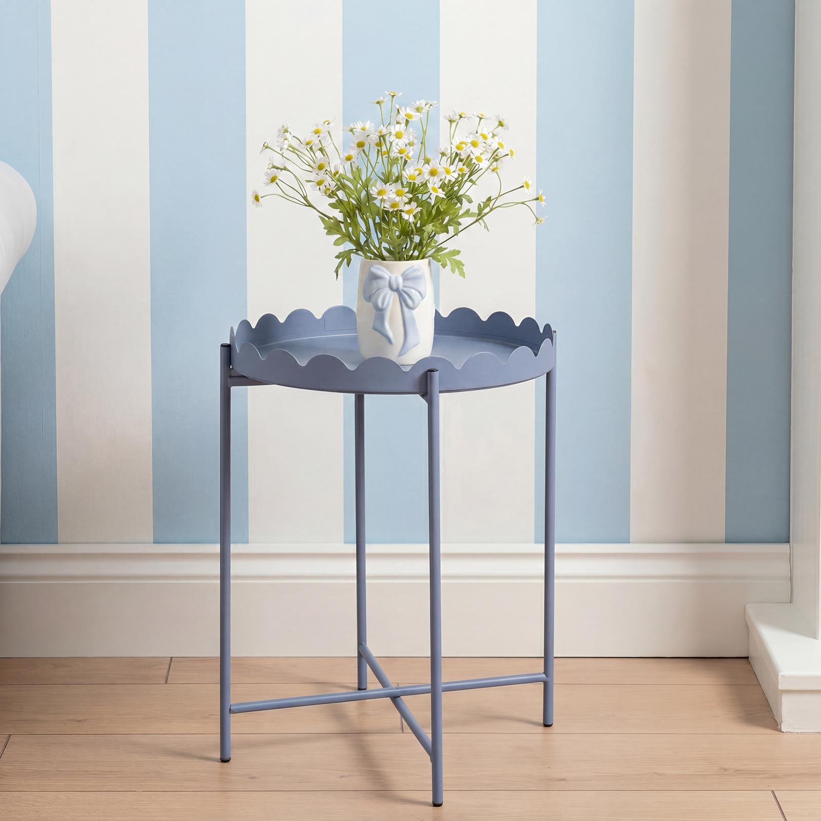 OHS Scallop Edge Side Table Coffee Tables with Metal Frame