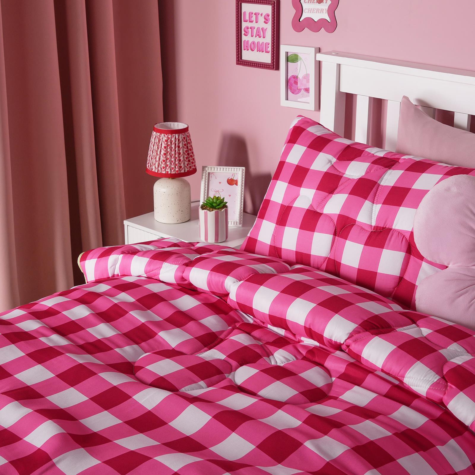 OHS Cherry Bows 7.5 Tog Coverless Duvet with Pillowcase Winter Warm Bedding Set