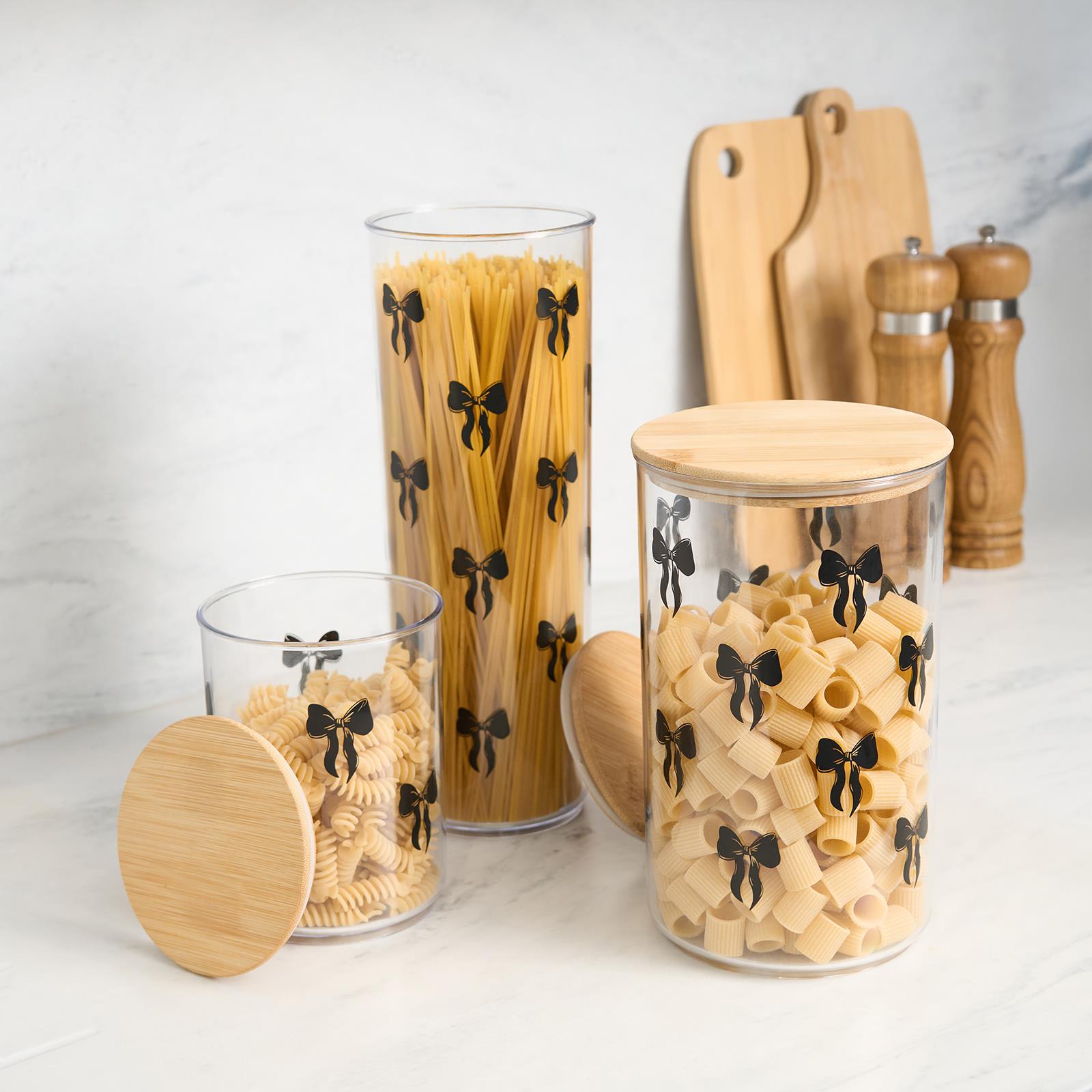 OHS Bows Food Container Airtight Bamboo Lid BPA-Free Plastic Kitchen Storage Jar