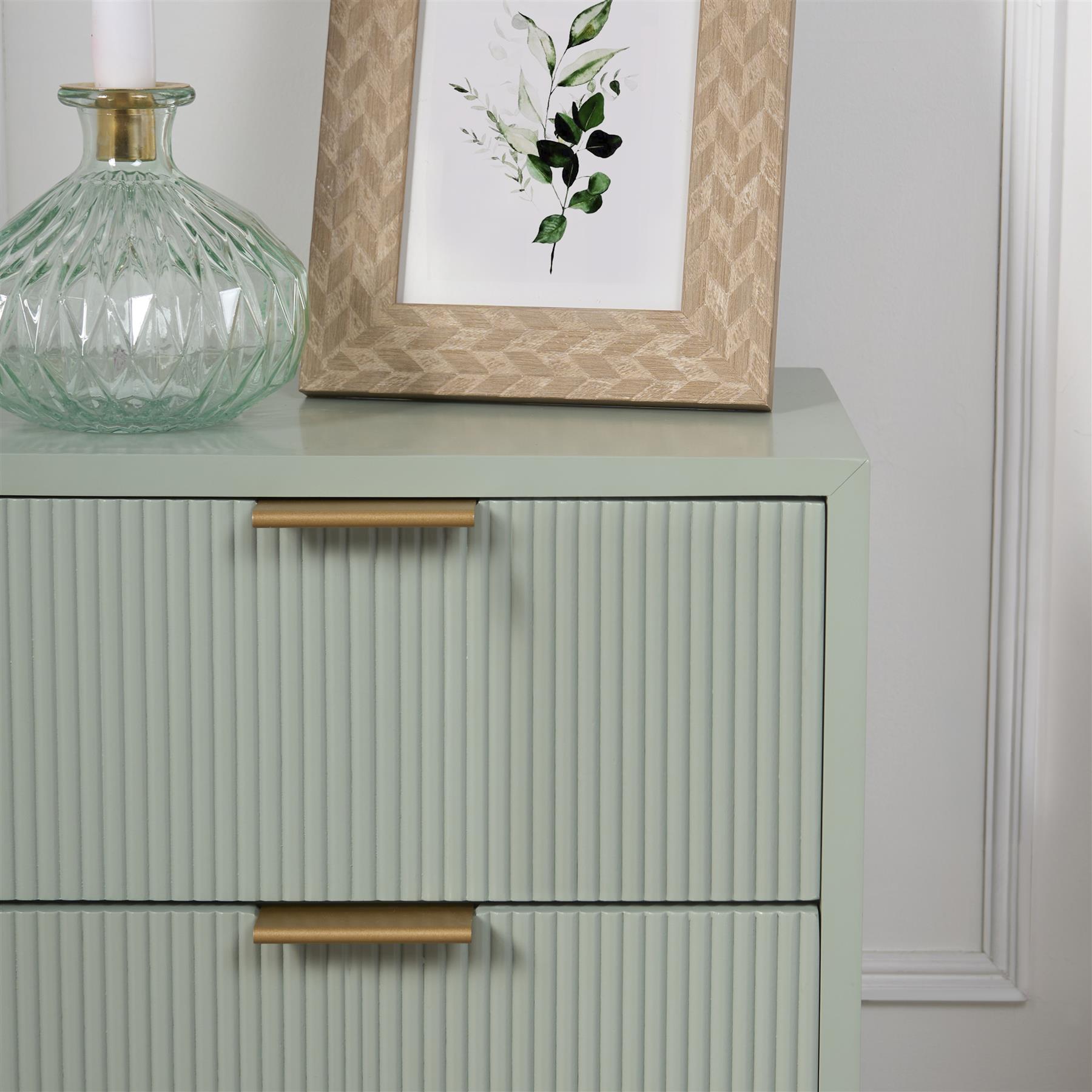 Ribbed Bedside Table Modern Bedroom 3/4 Draw Office Nightstand Living Room Unit - Picture 38 of 71