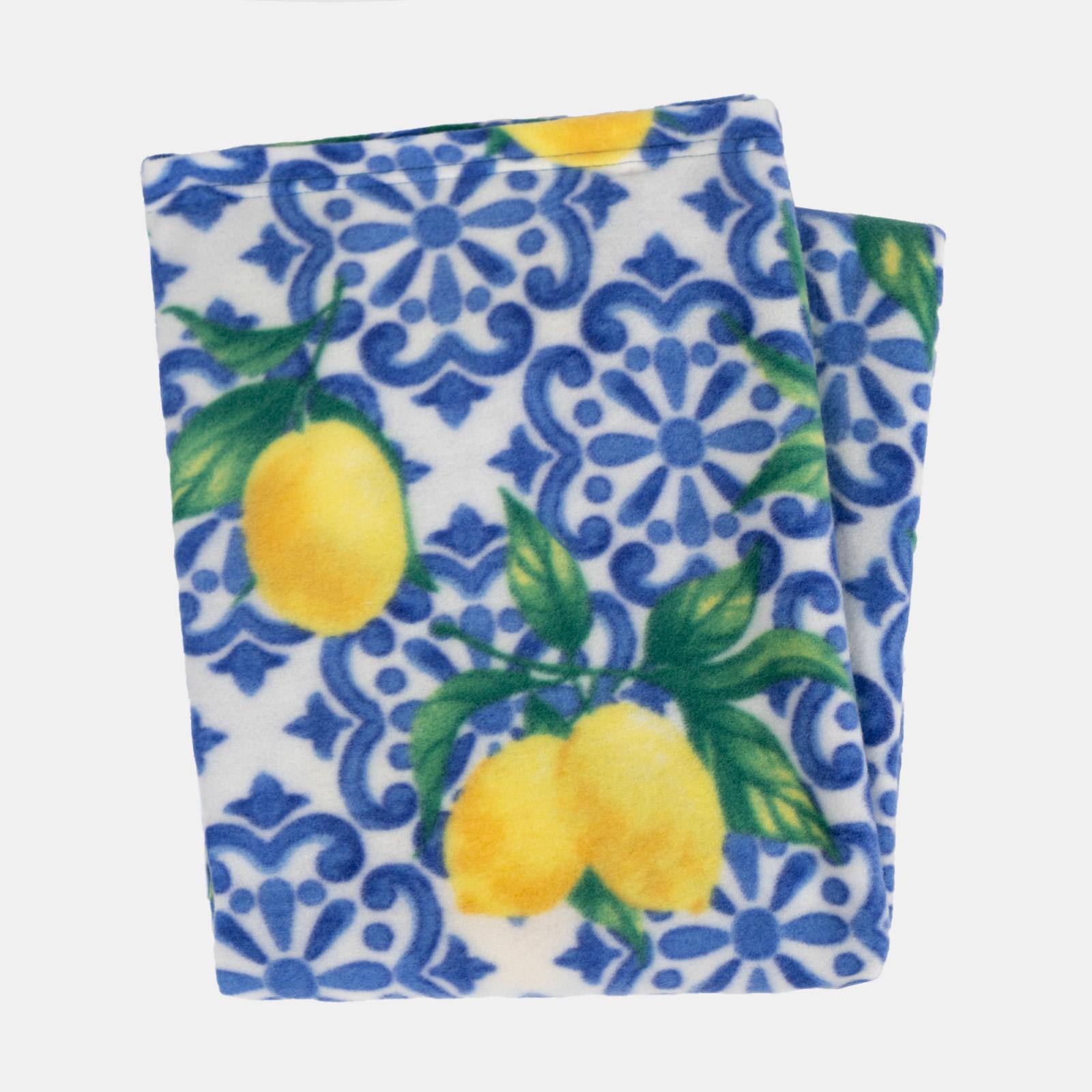 OHS Lemon Print Throw Soft Polar Fleece Lightweight Blanket - 120 x 150cm