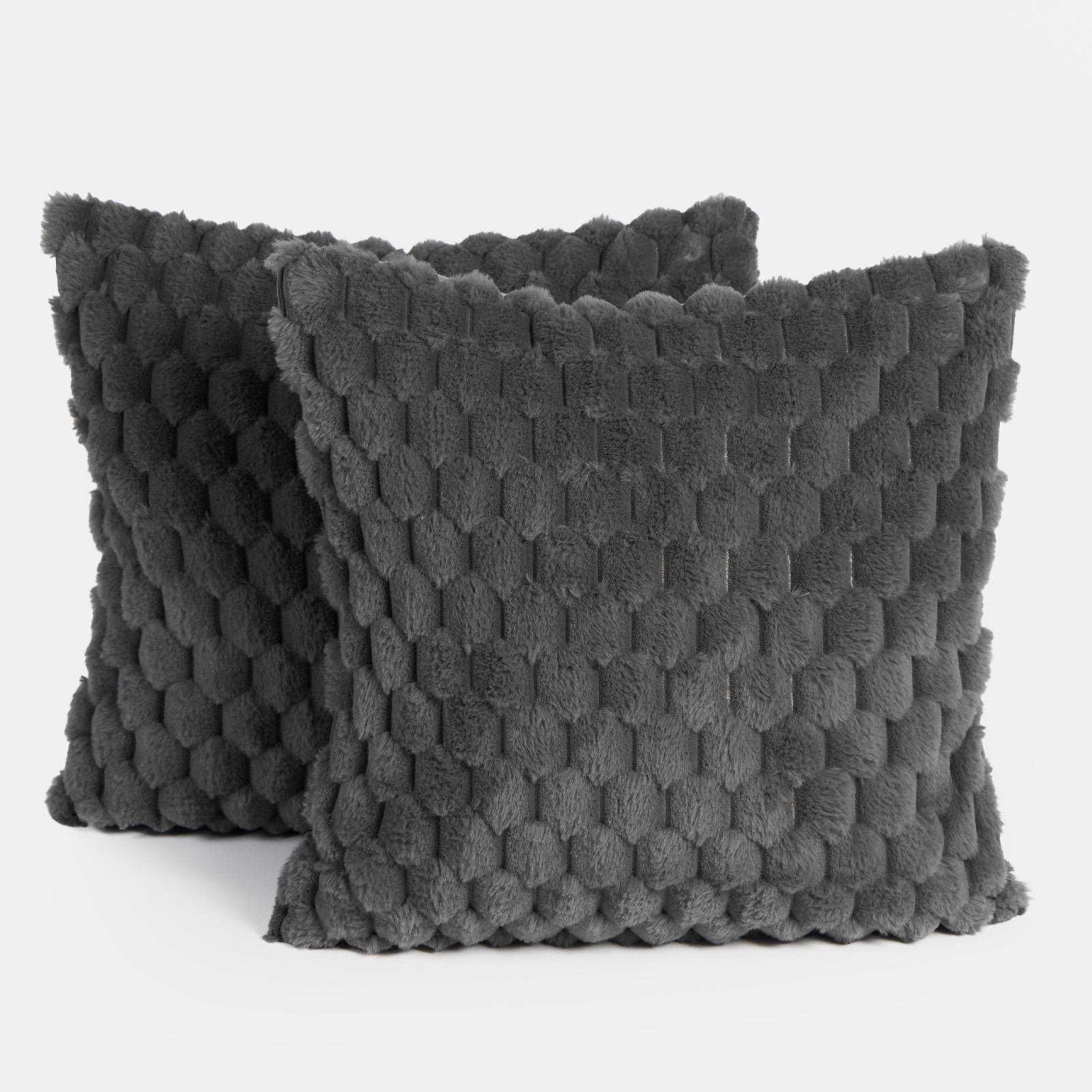 OHS Waffle Cushion Covers Faux Fur Soft Fleece Square Pillowcases Home Decor