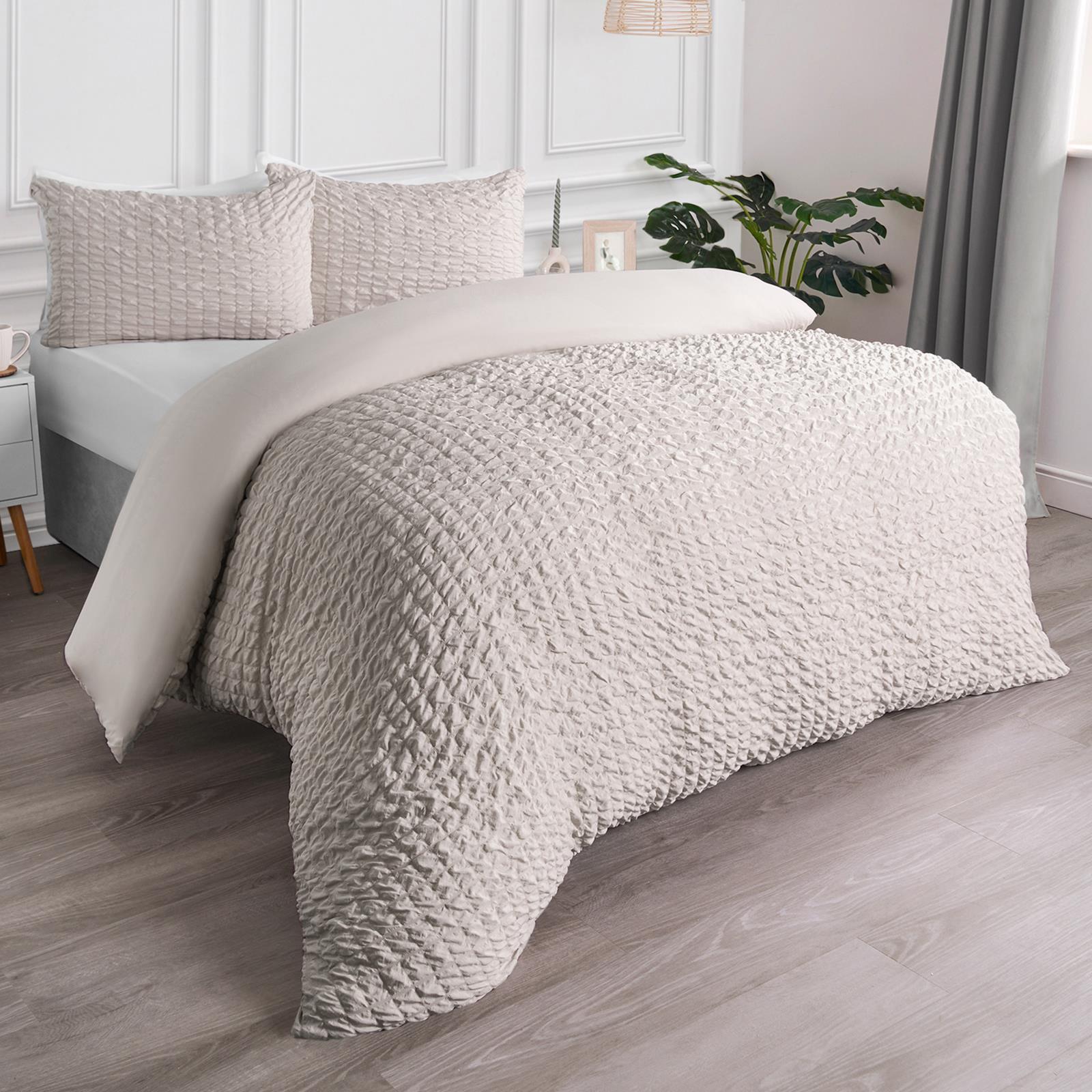 Luxury Seersucker Duvet Cover Set Geo Pillowcase Quilt Bedding Double King Size - Picture 21 of 36