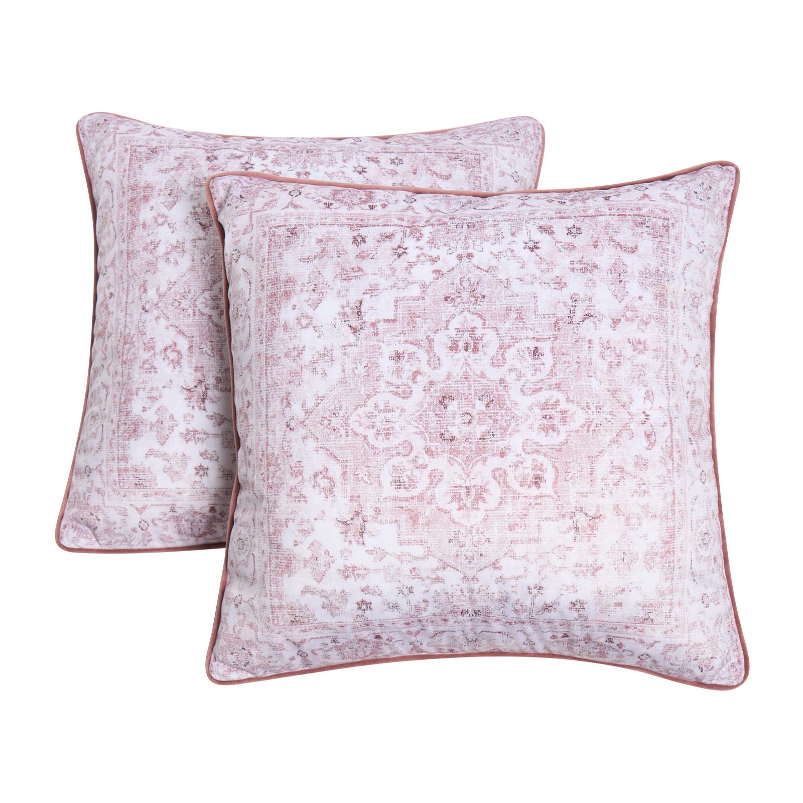 OHS Vintage Print Cushion Covers Matte Velvet Super Soft Square Pillowcases
