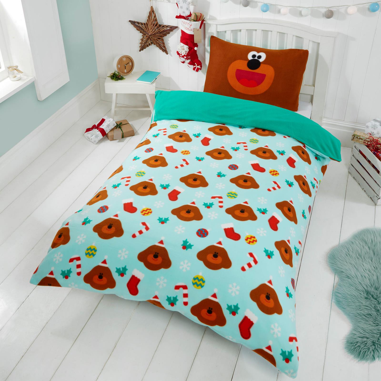 OHS Hey Duggee Duvet Cover with Pillowcase Kids Soft Fleece Xmas Bedding Set