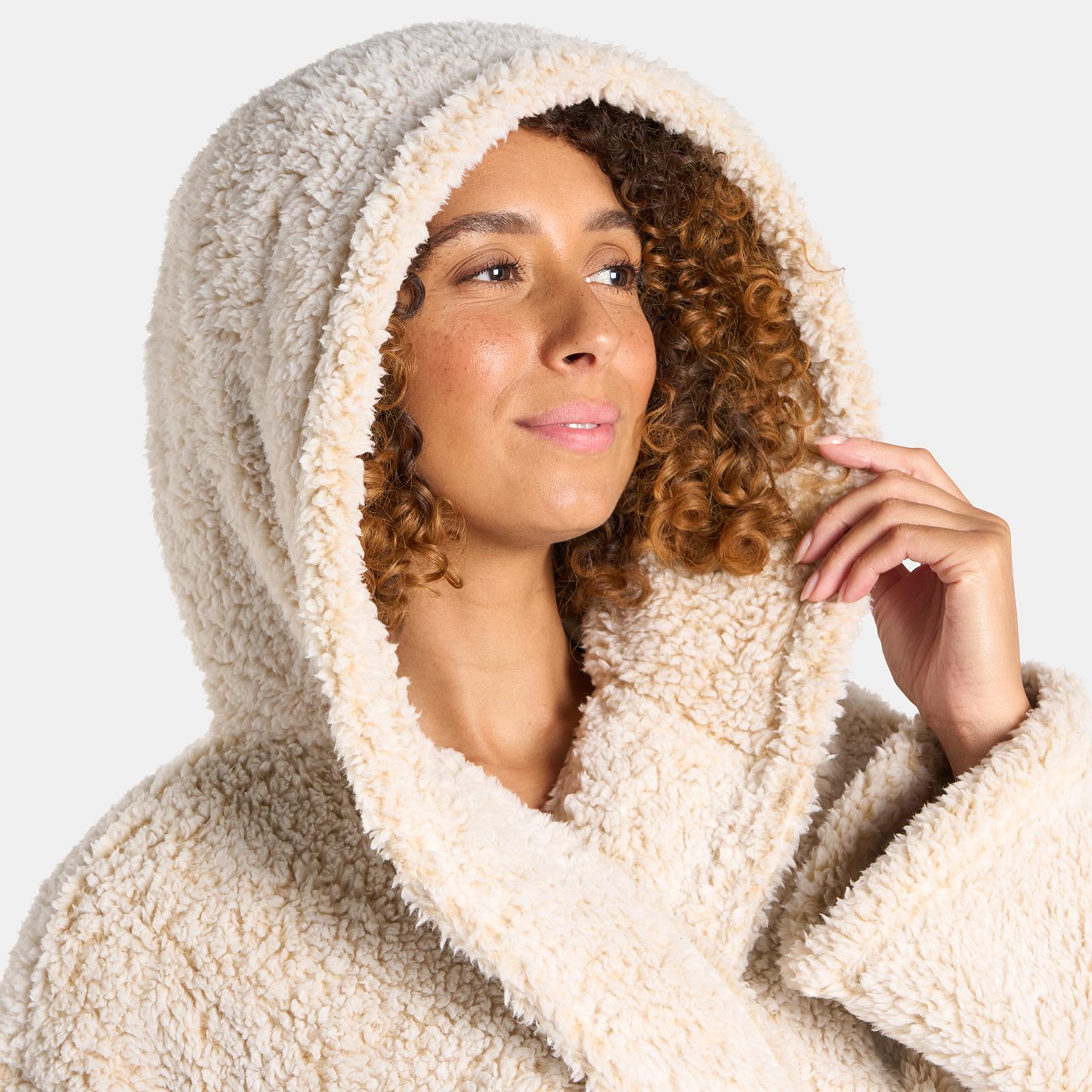 OHS Teddy Marl Fleece Soft Adults Dressing Gown Unisex Full-Length Robe