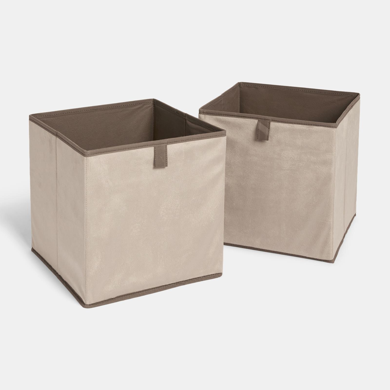 OHS Multi Pack of Matte Velvet Storage Boxes Stylish Foldable Set Square Cube