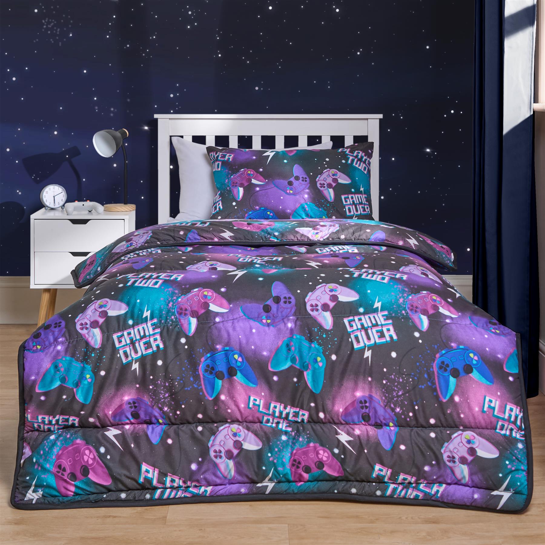 Gaming Coverless 10.5 Tog Duvet Set Single Bed Quilted Kids Gamer Pillowcase