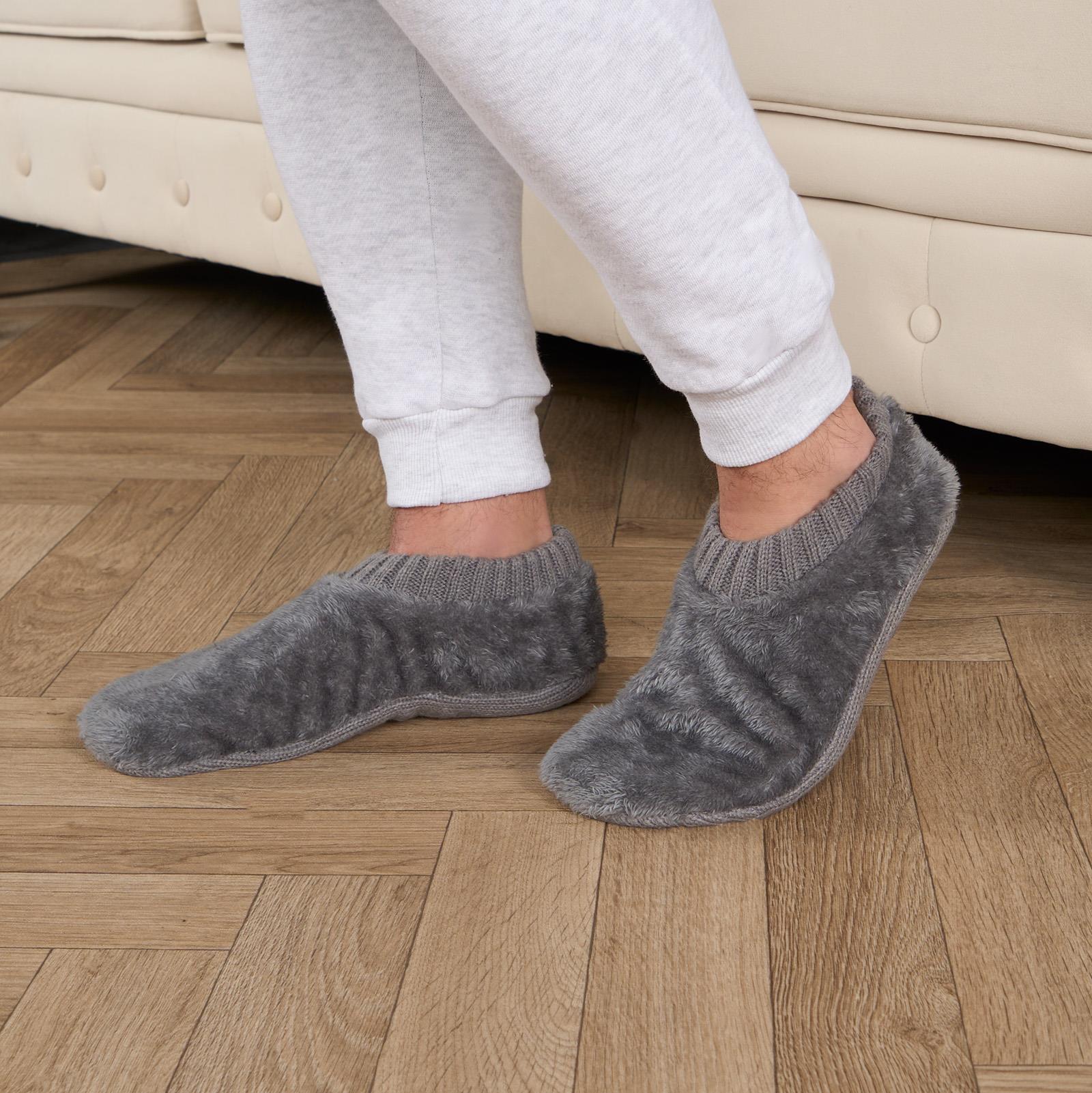 OHS Mens Bed Socks Slipper Teddy Fleece Fluffy Thick Indoor Marl Lounge Warm