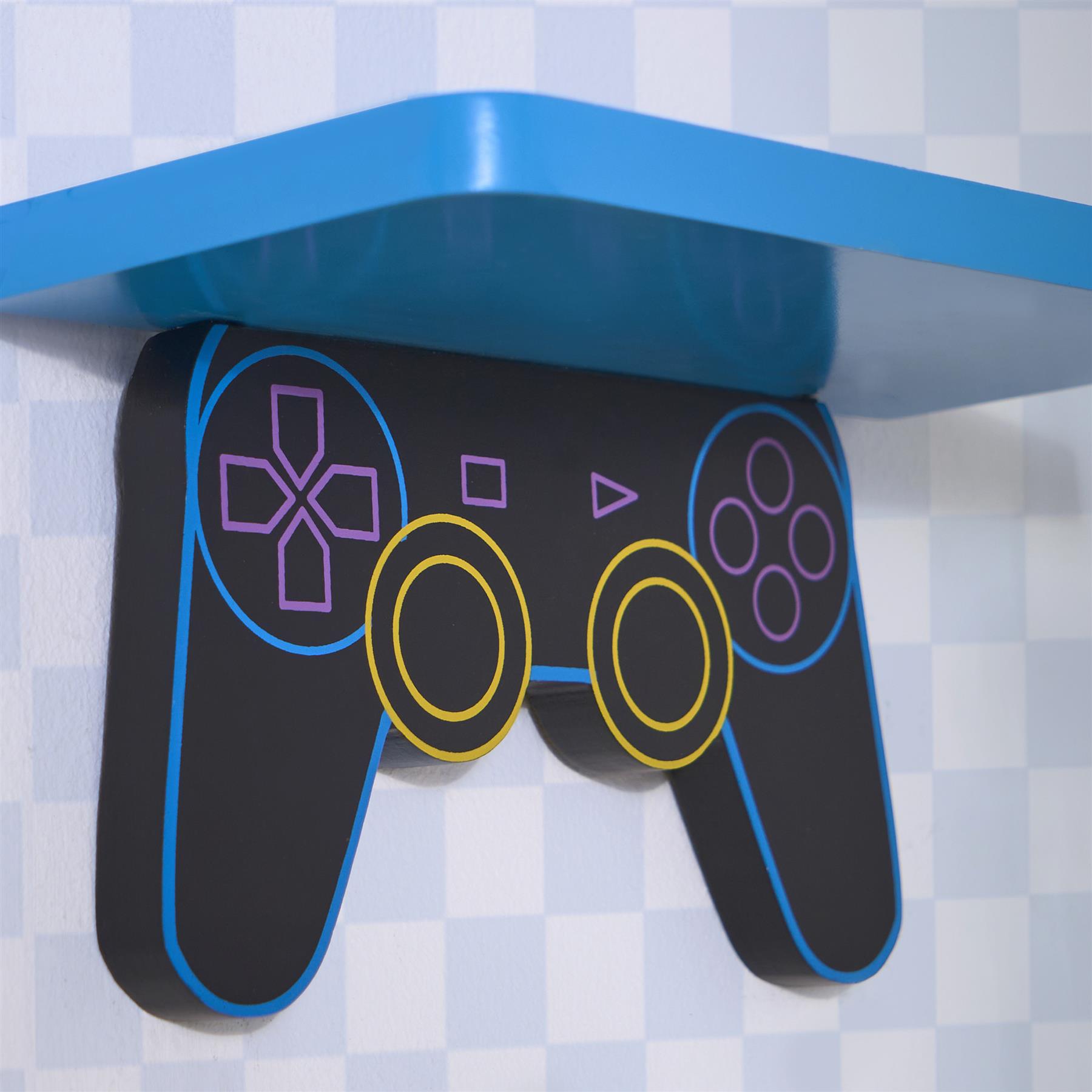 OHS Kids Gaming Shelves Set of 3 Novelty Wall Mounted Floating Storage Units