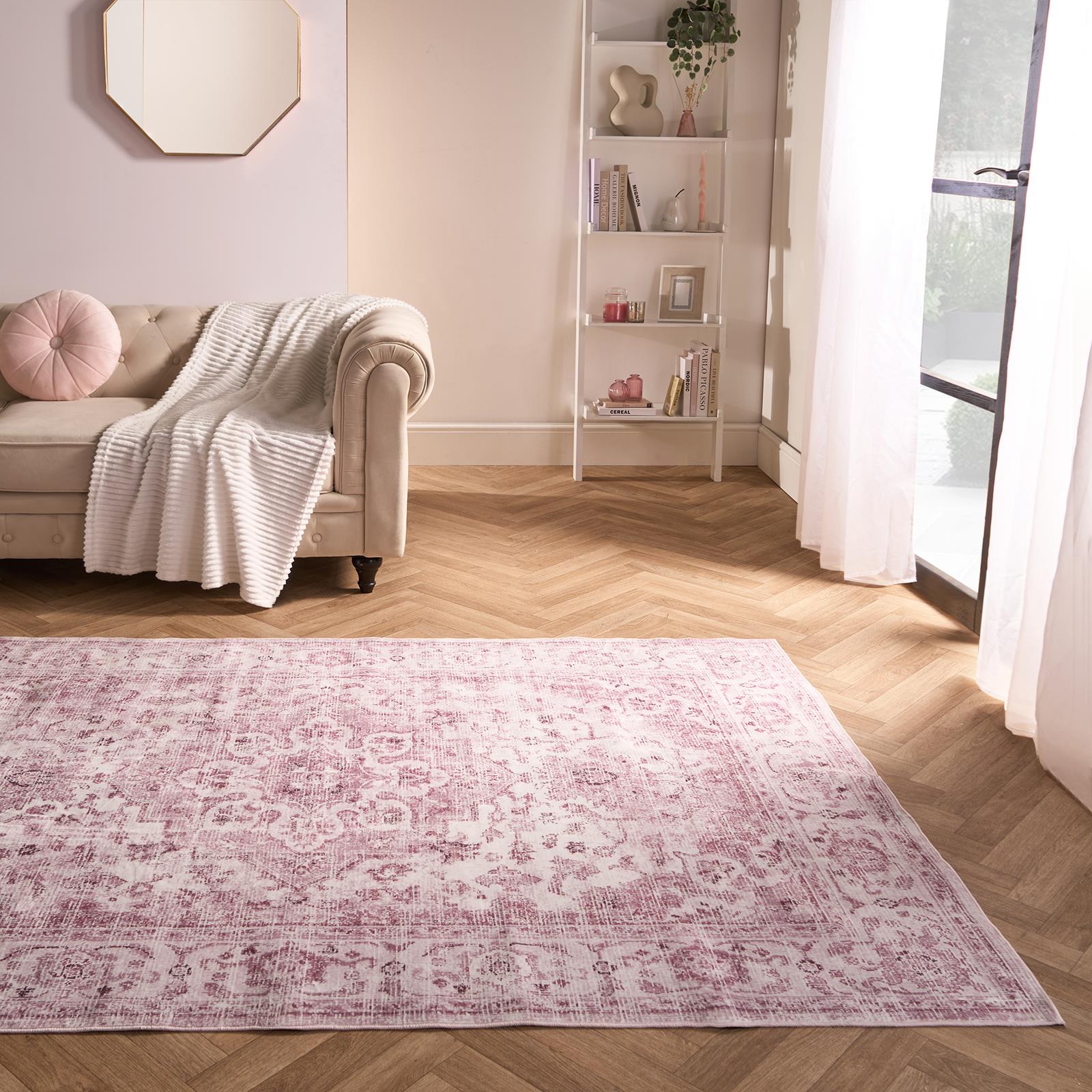 Washable Rug Vintage Living Room Bedroom Decor Non Slip Runners Soft Carpet Mat - Picture 9 of 29