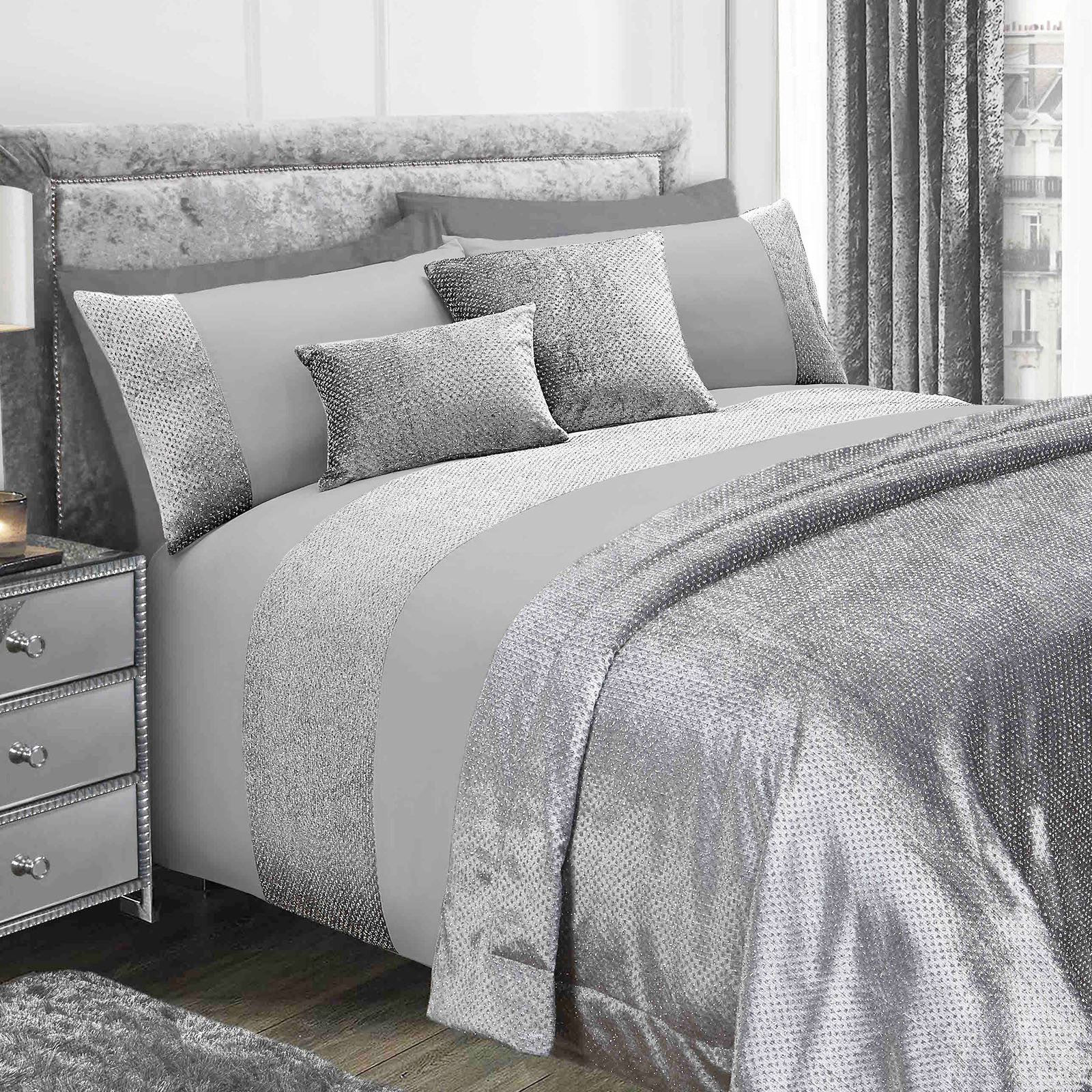 Sienna Velvet Glitter Duvet Cover with Pillow Case Set Bedspread