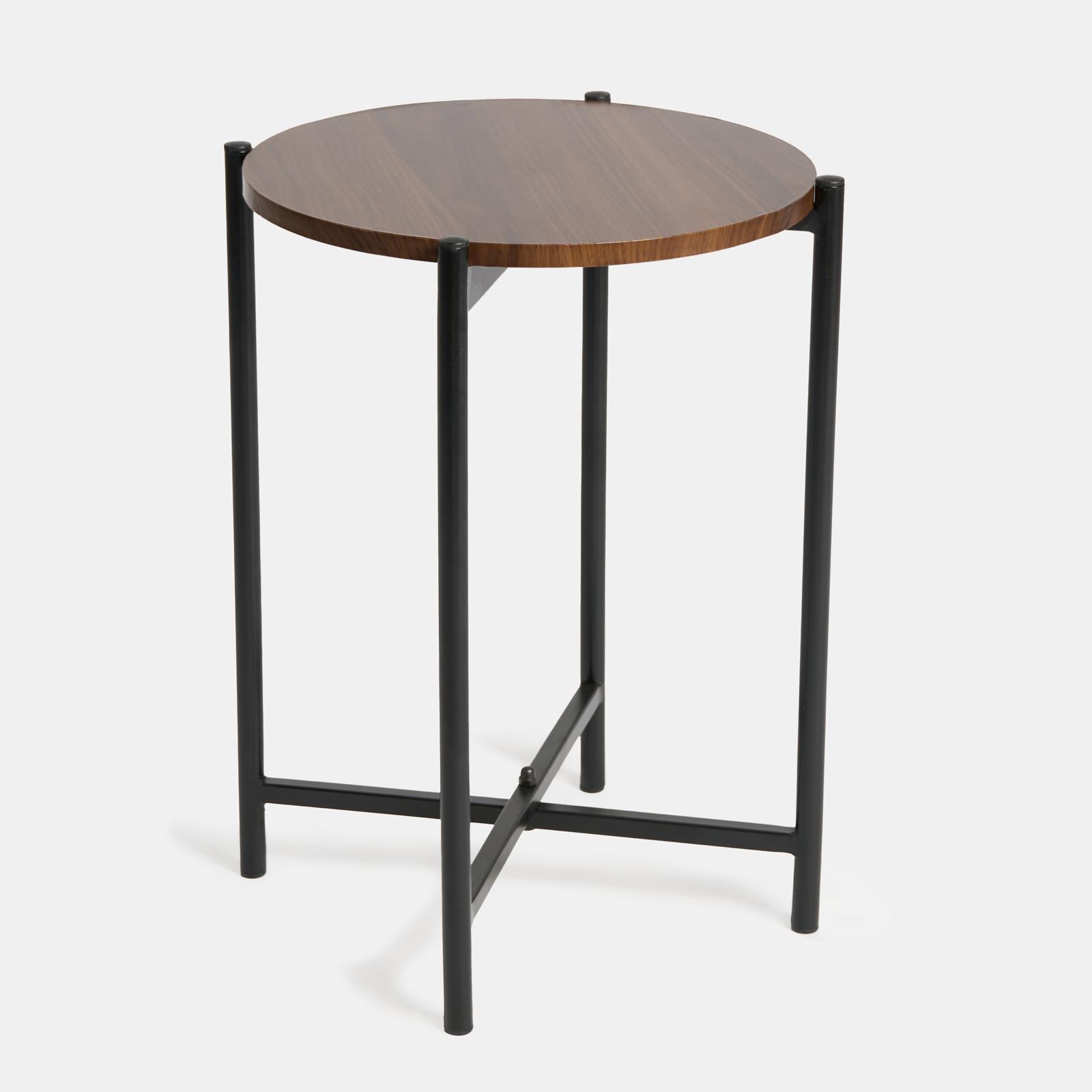 OHS Round Side Table Coffee End Tables with Metal Frame Decorative Nightstand