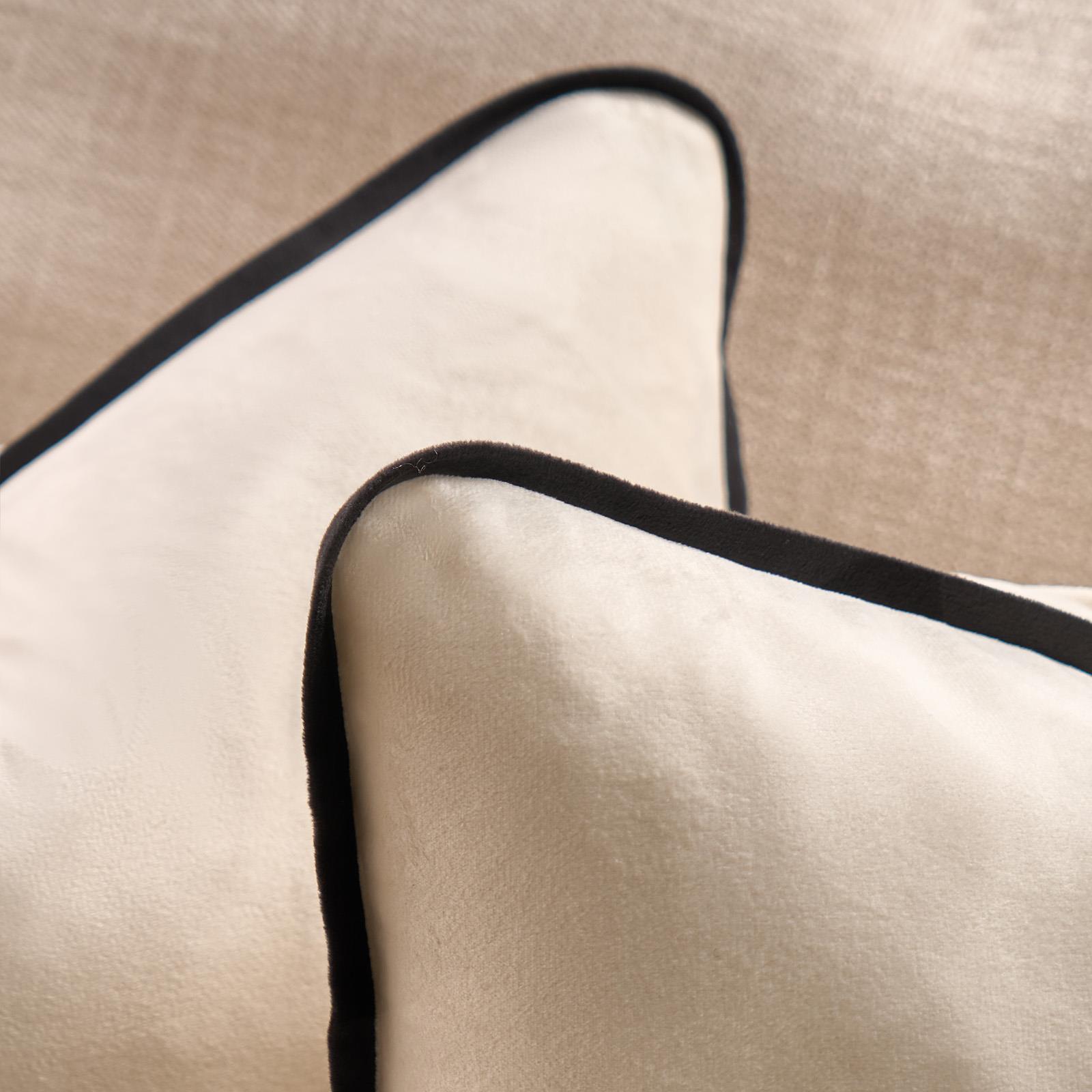 OHS Piped Edge Cushion Covers Matte Velvet Soft Luxury 2/4 Square Pillowcases