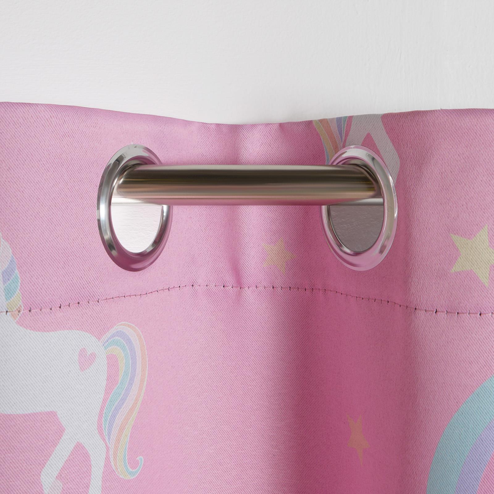 Kids Eyelet Curtains Blackout Unicorn Rainbow Pair of Ring Top Ready Made Panels