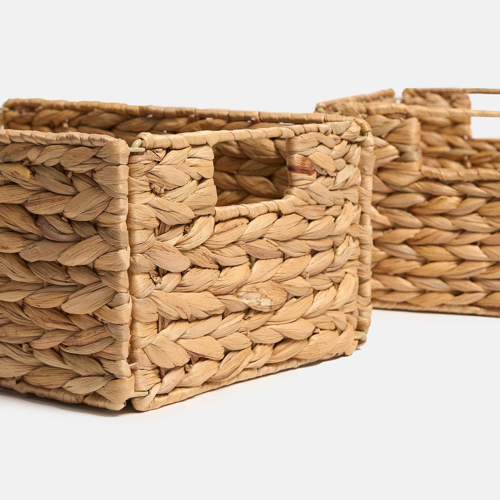 Natural Storage Cube Folding Rope Organiser Woven Wicker Hamper Strong Eco Box - Picture 8 of 20