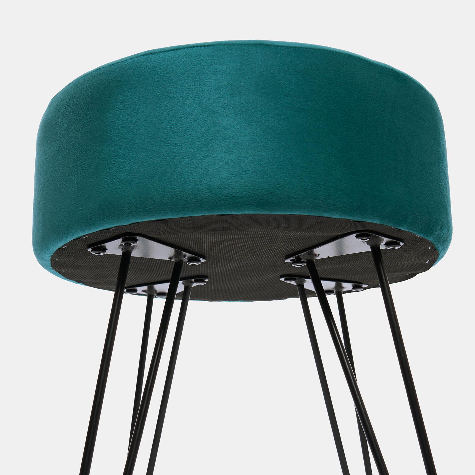 Dressing Table Stool Velvet Round Makeup Vanity Seat Chair Metal Legs Pouffe